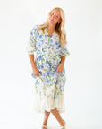 Theia Belted Floral Midi Dress