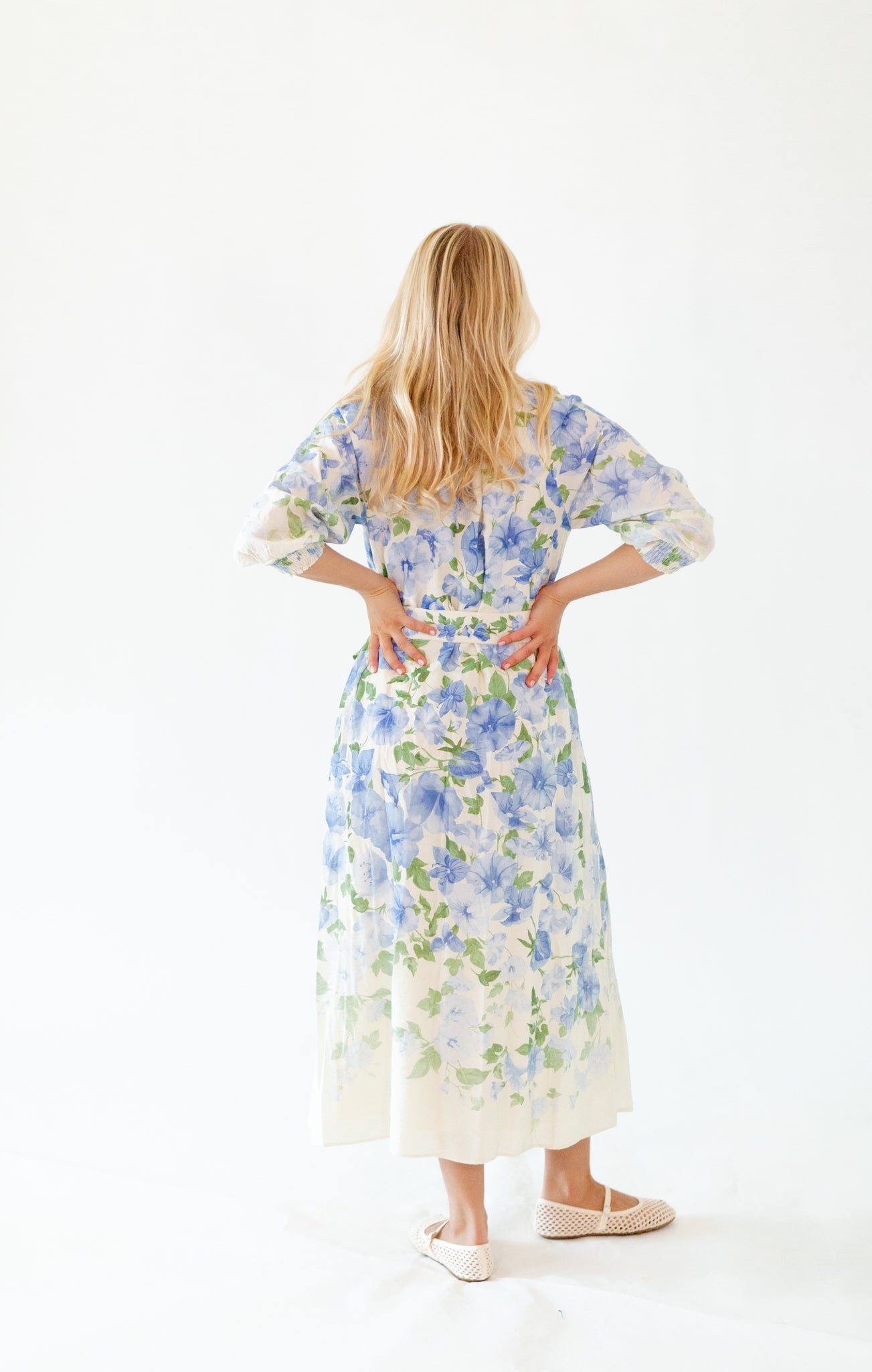Theia Belted Floral Midi Dress