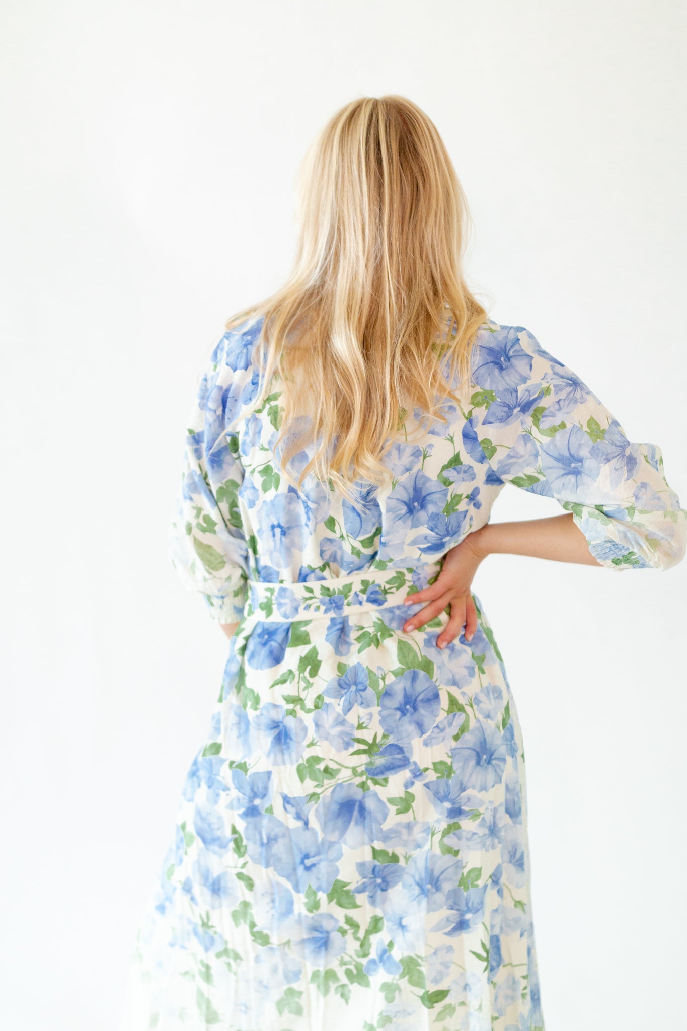 Theia Belted Floral Midi Dress