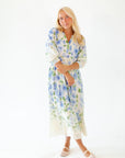 Theia Belted Floral Midi Dress