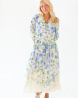 Theia Belted Floral Midi Dress