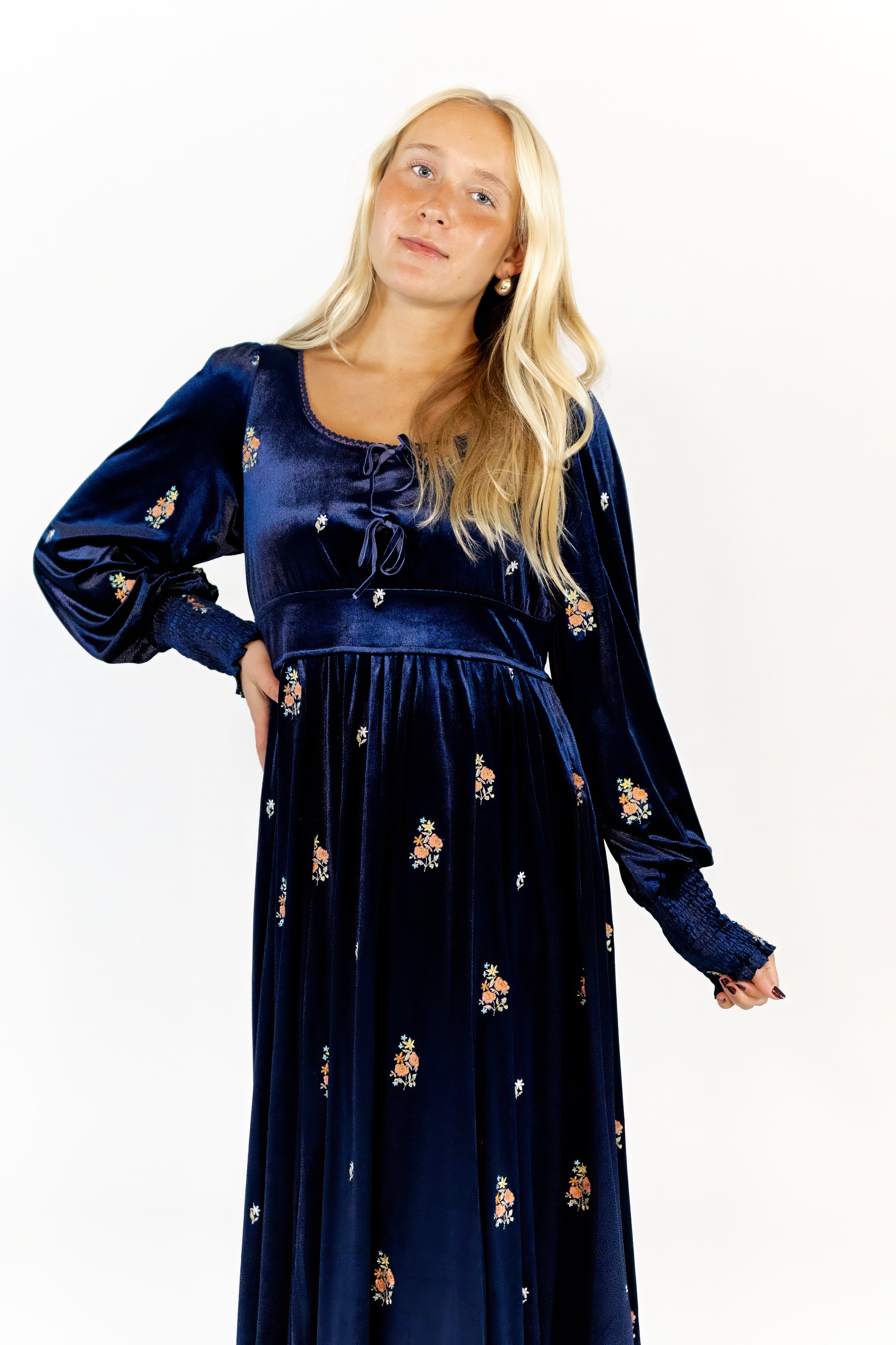 Alysha Velvet Embroidered Dress
