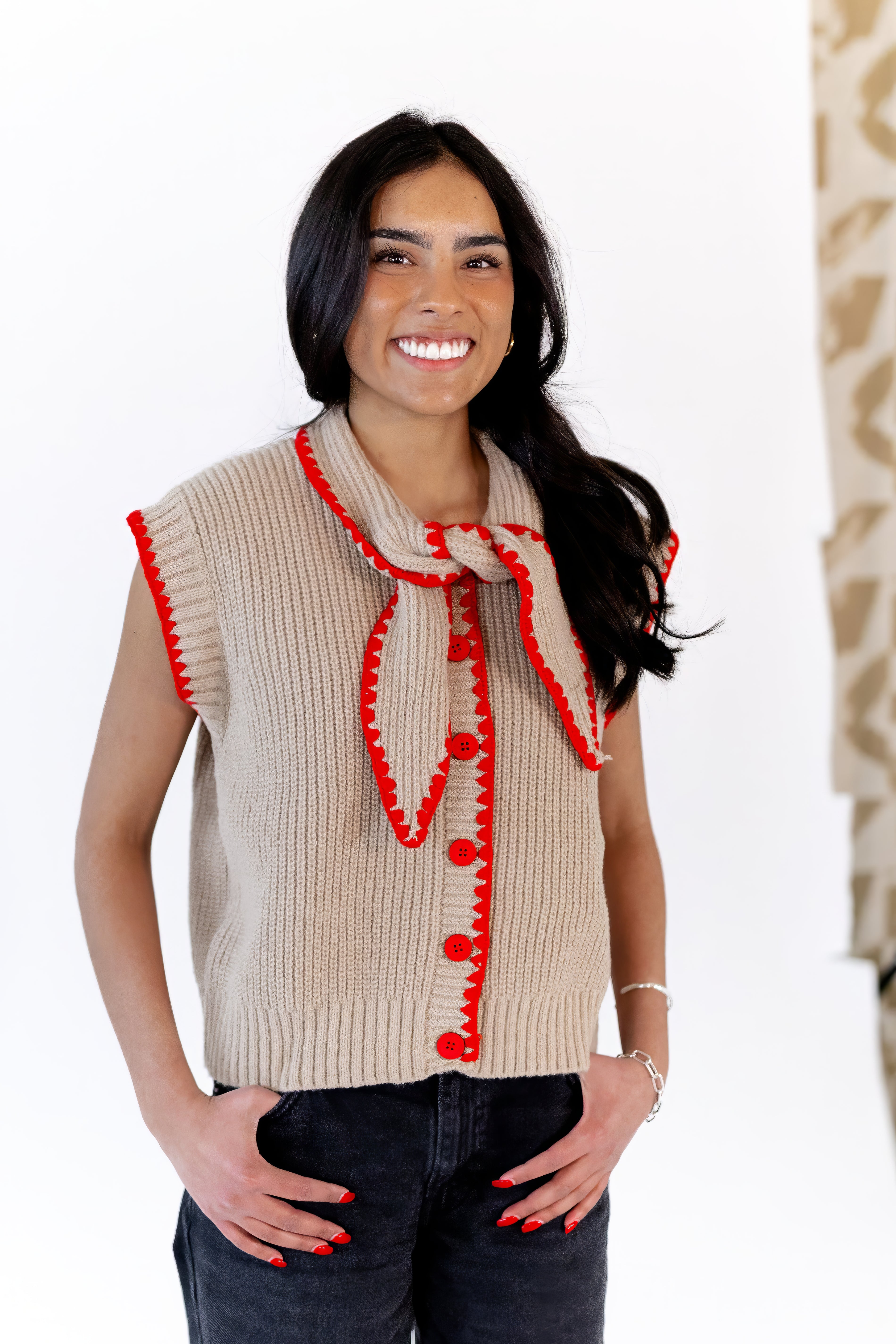 Oaklyn Tie Detail Button Up Top