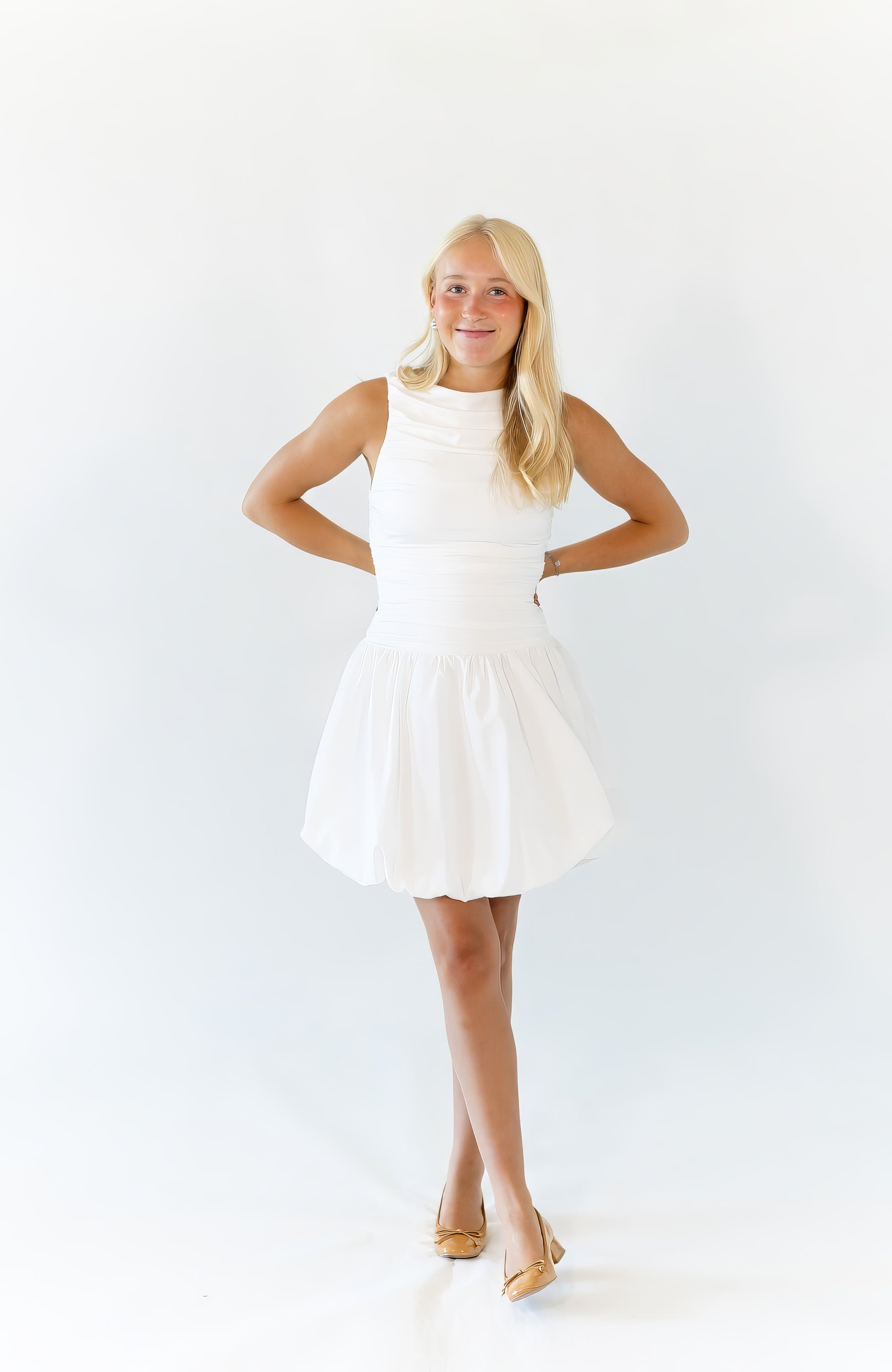 Cameron Bubble Hem Rouched Dress
