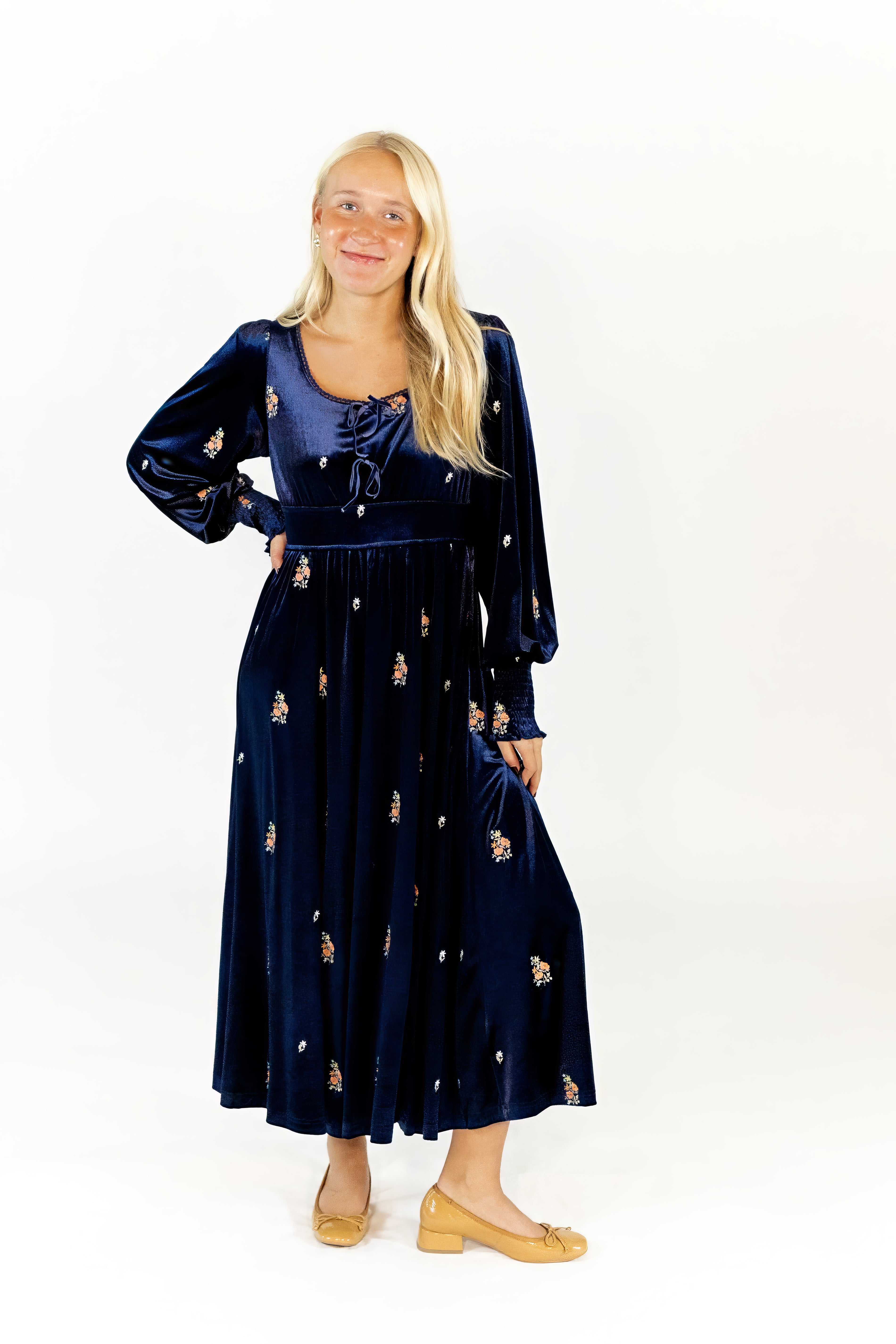 Alysha Velvet Embroidered Dress