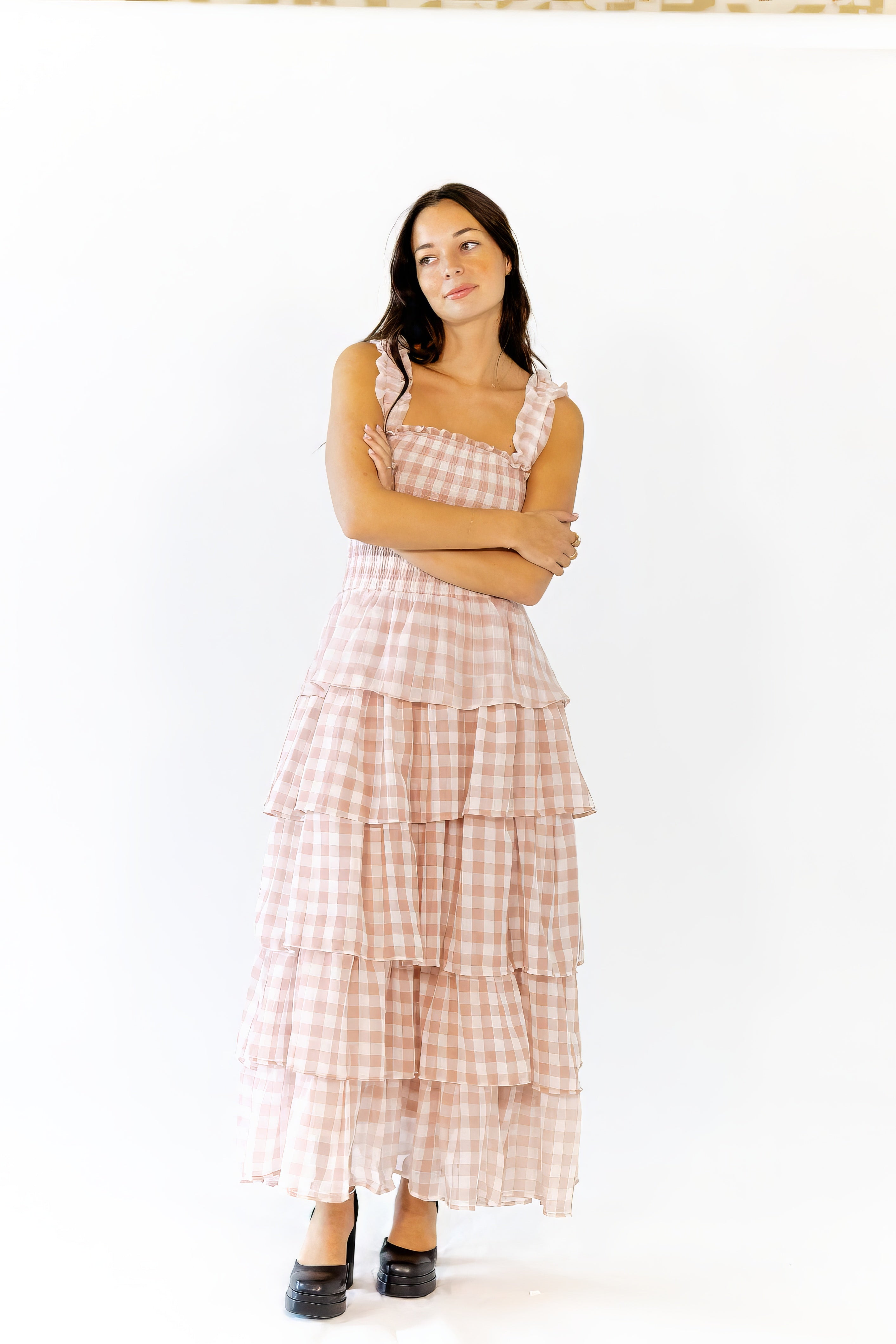 Axel Checked Tiered Maxi Dress