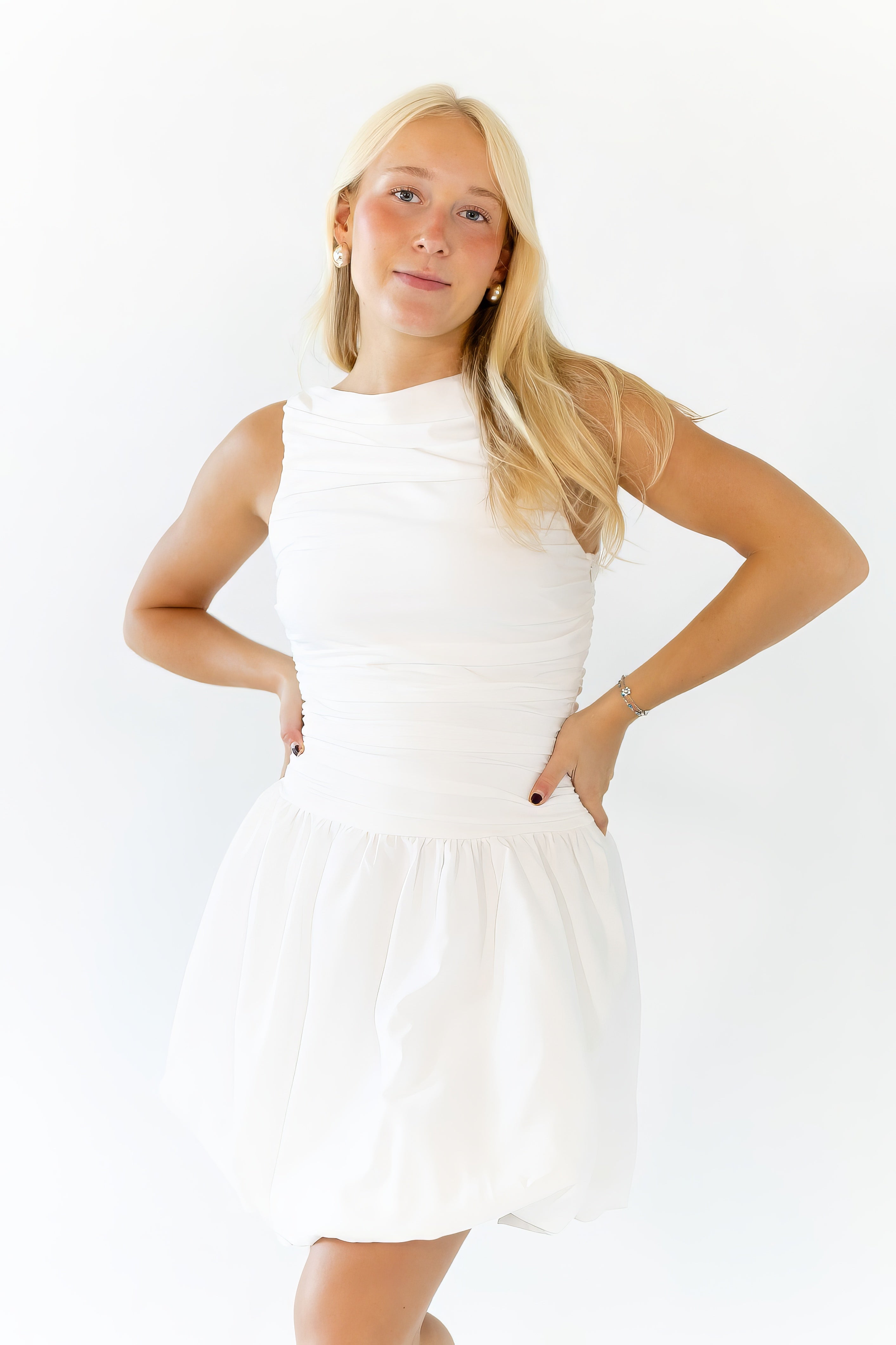 Cameron Bubble Hem Rouched Dress