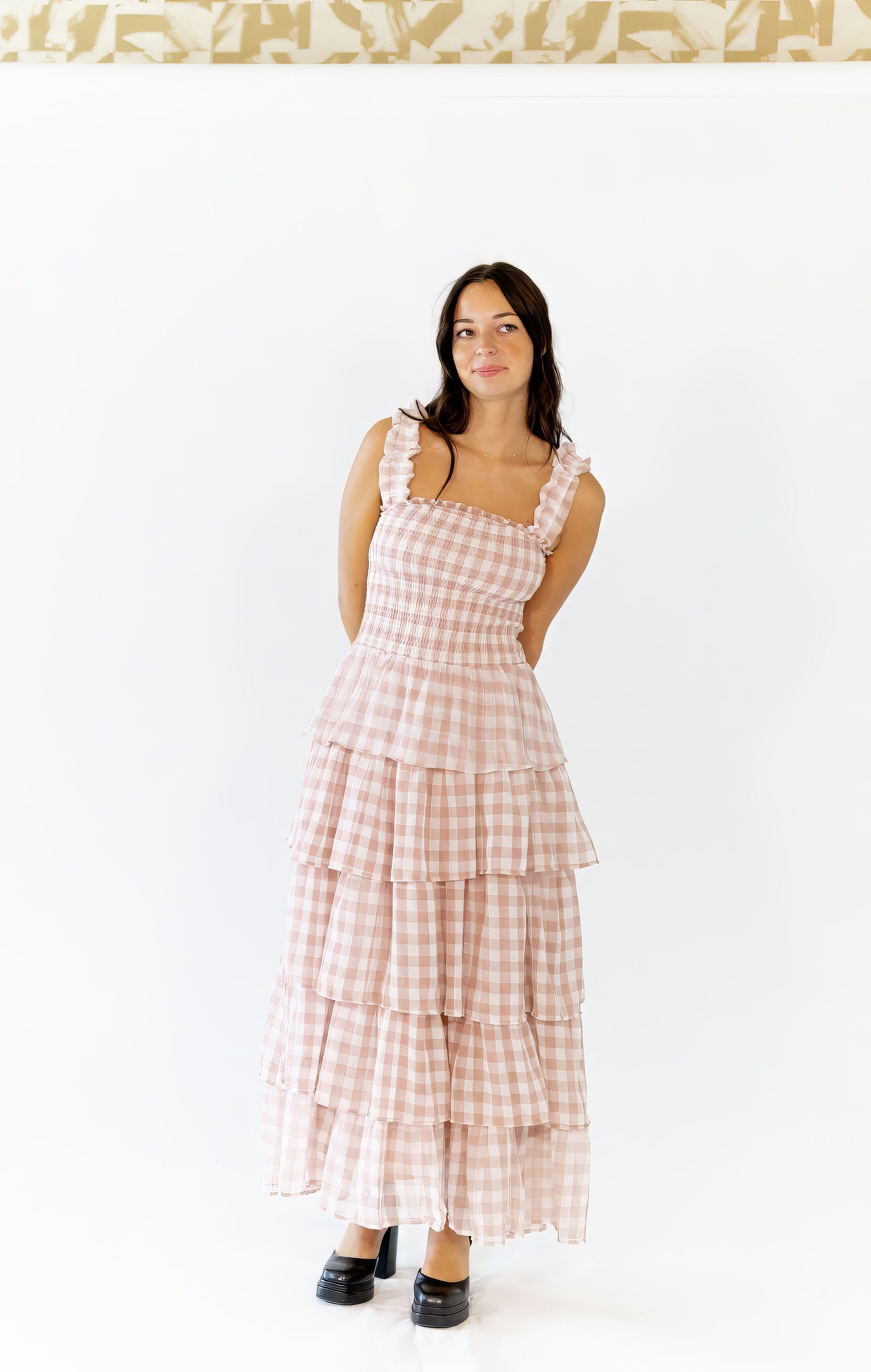 Axel Checked Tiered Maxi Dress