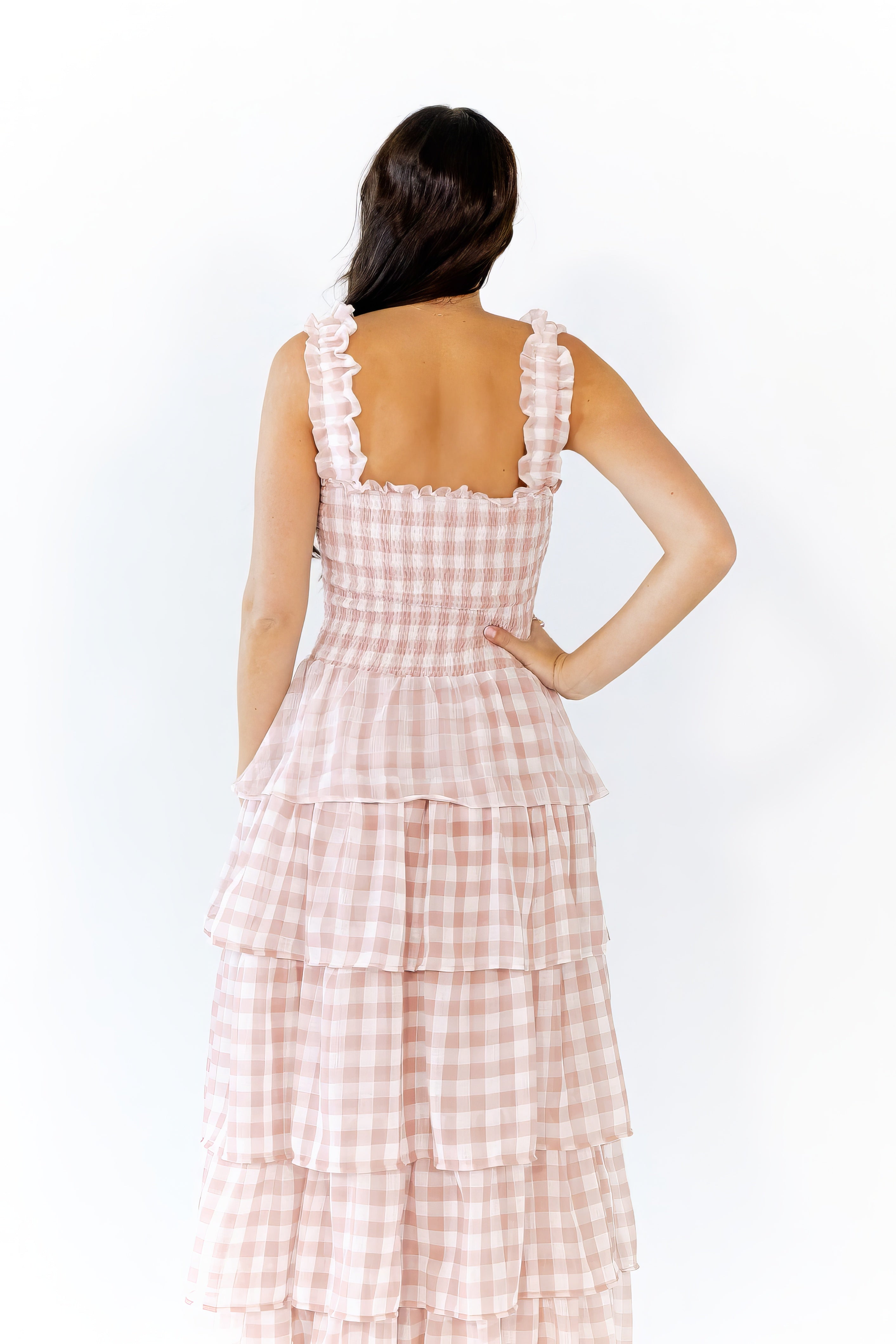 Axel Checked Tiered Maxi Dress