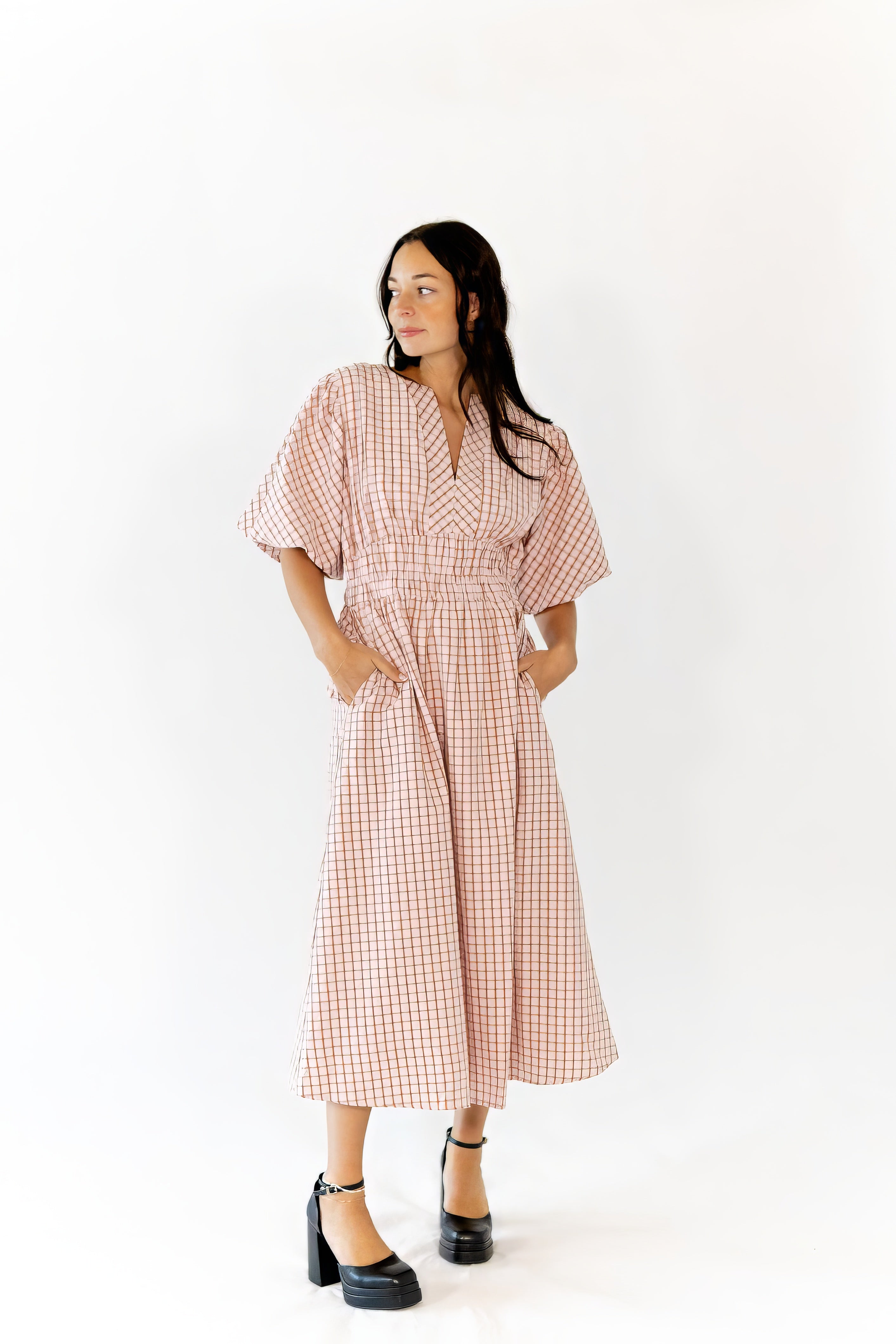 Tilly Checkered Midi Dress