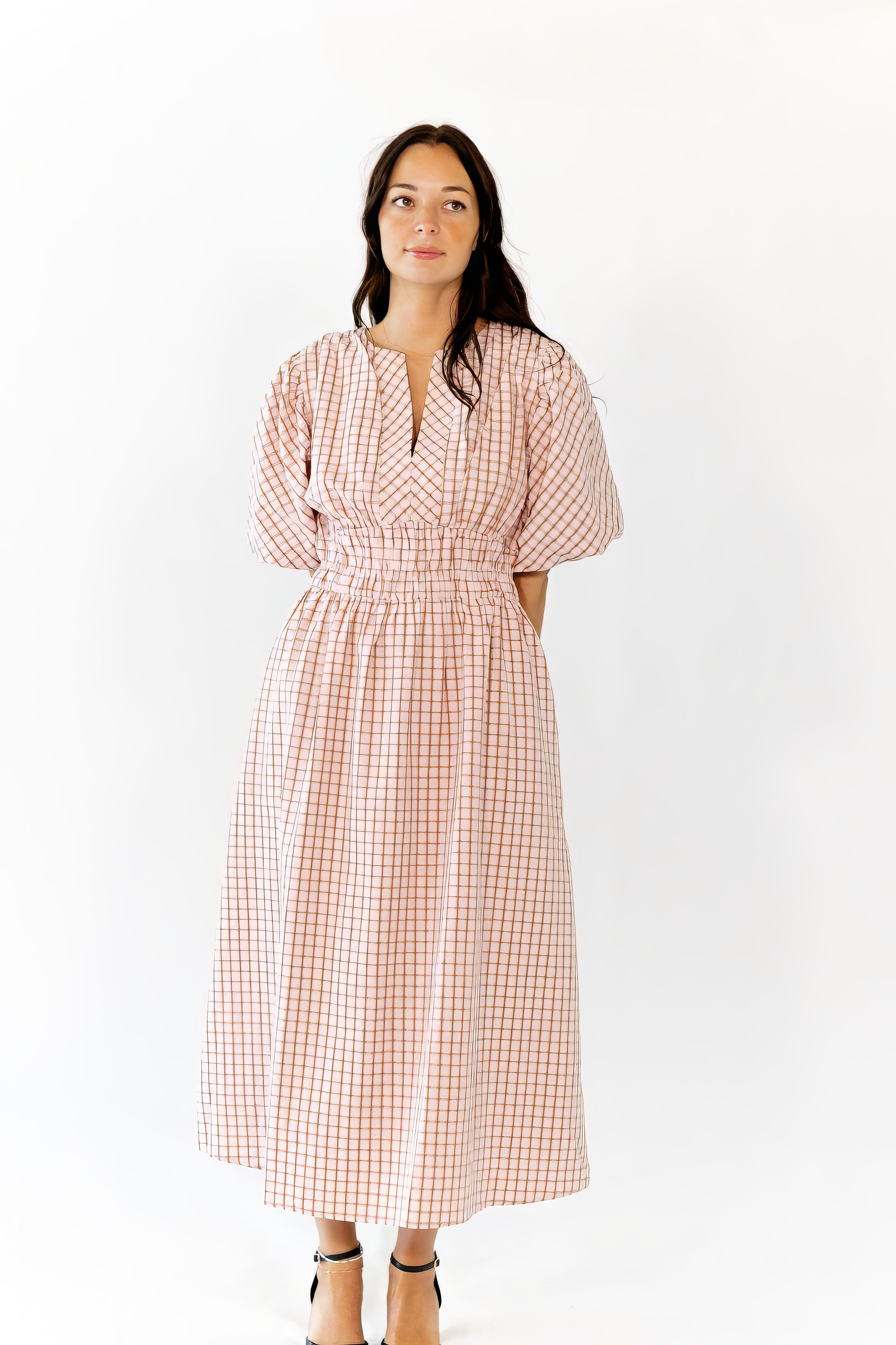 Tilly Checkered Midi Dress