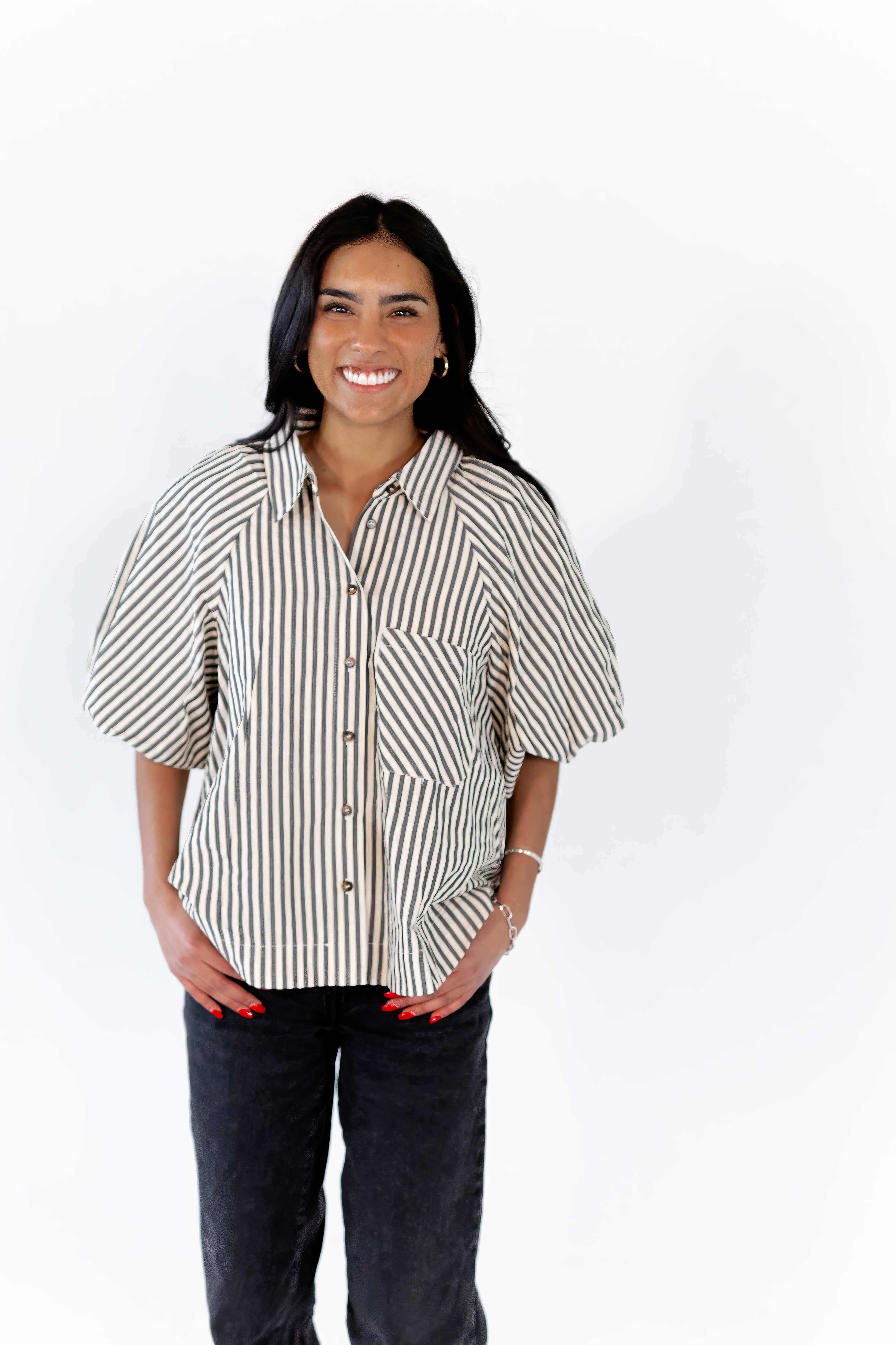 Allegra Striped Button Down