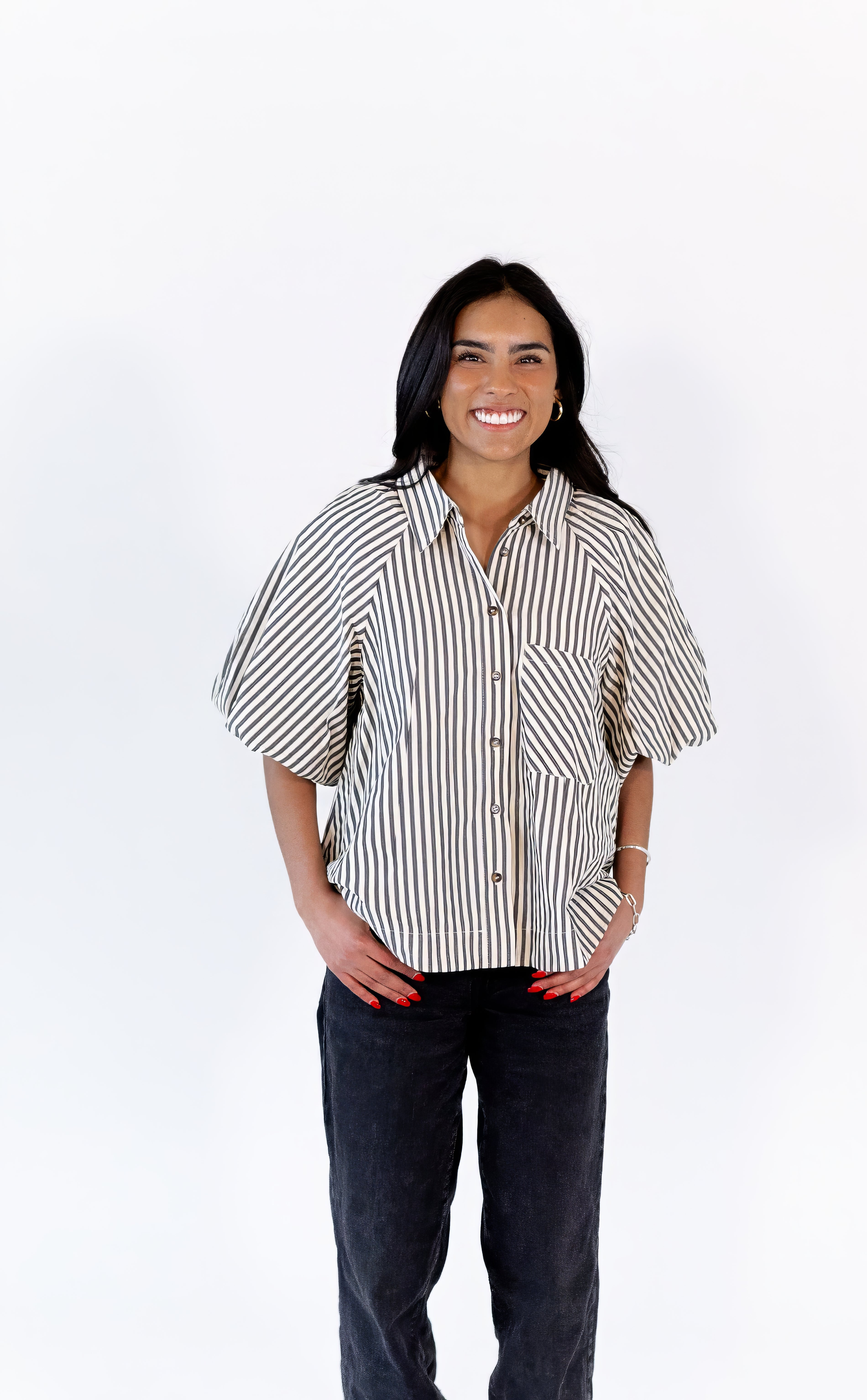 Allegra Striped Button Down