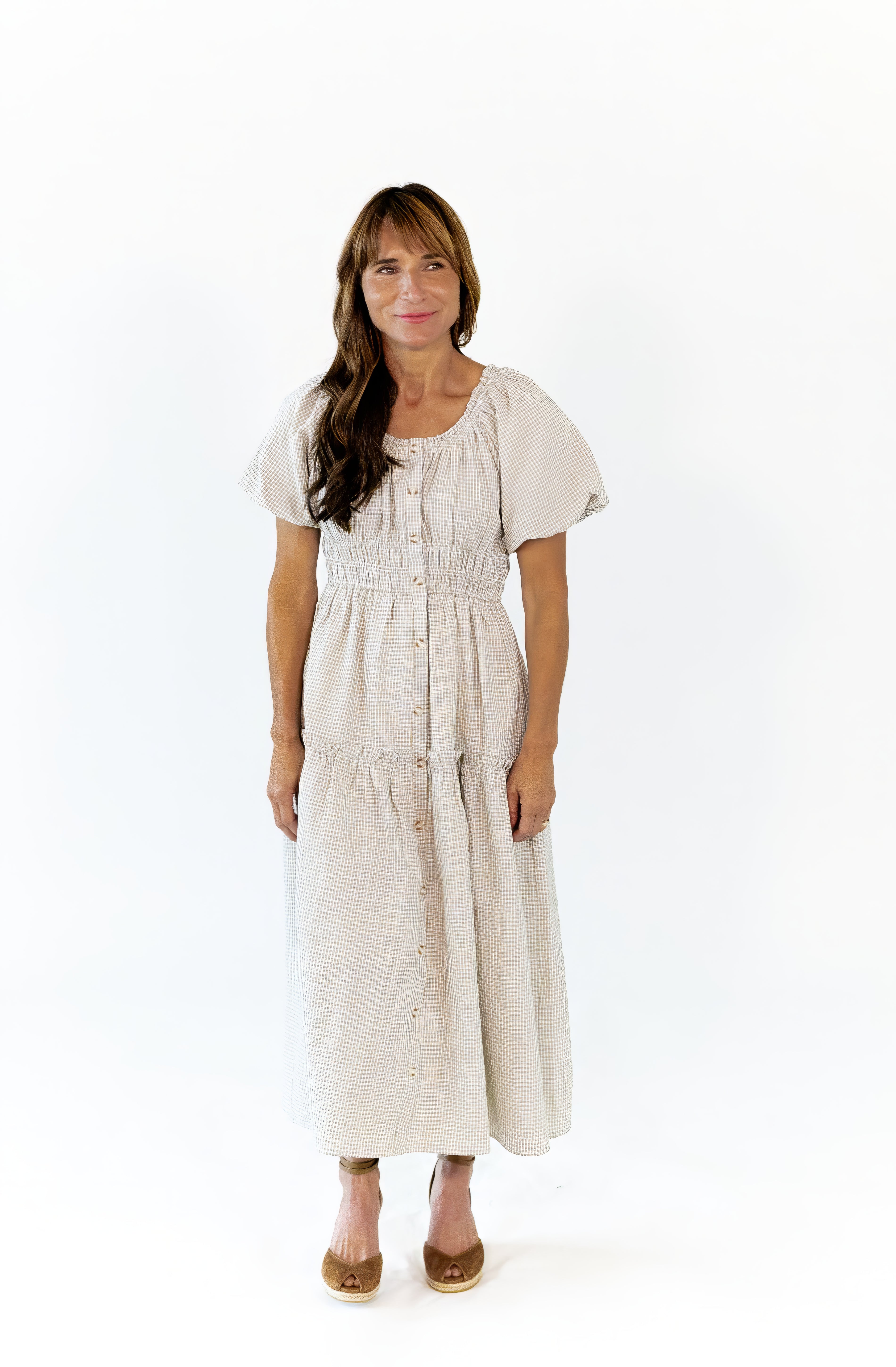 Marni Gingham Midi Dress · Taupe