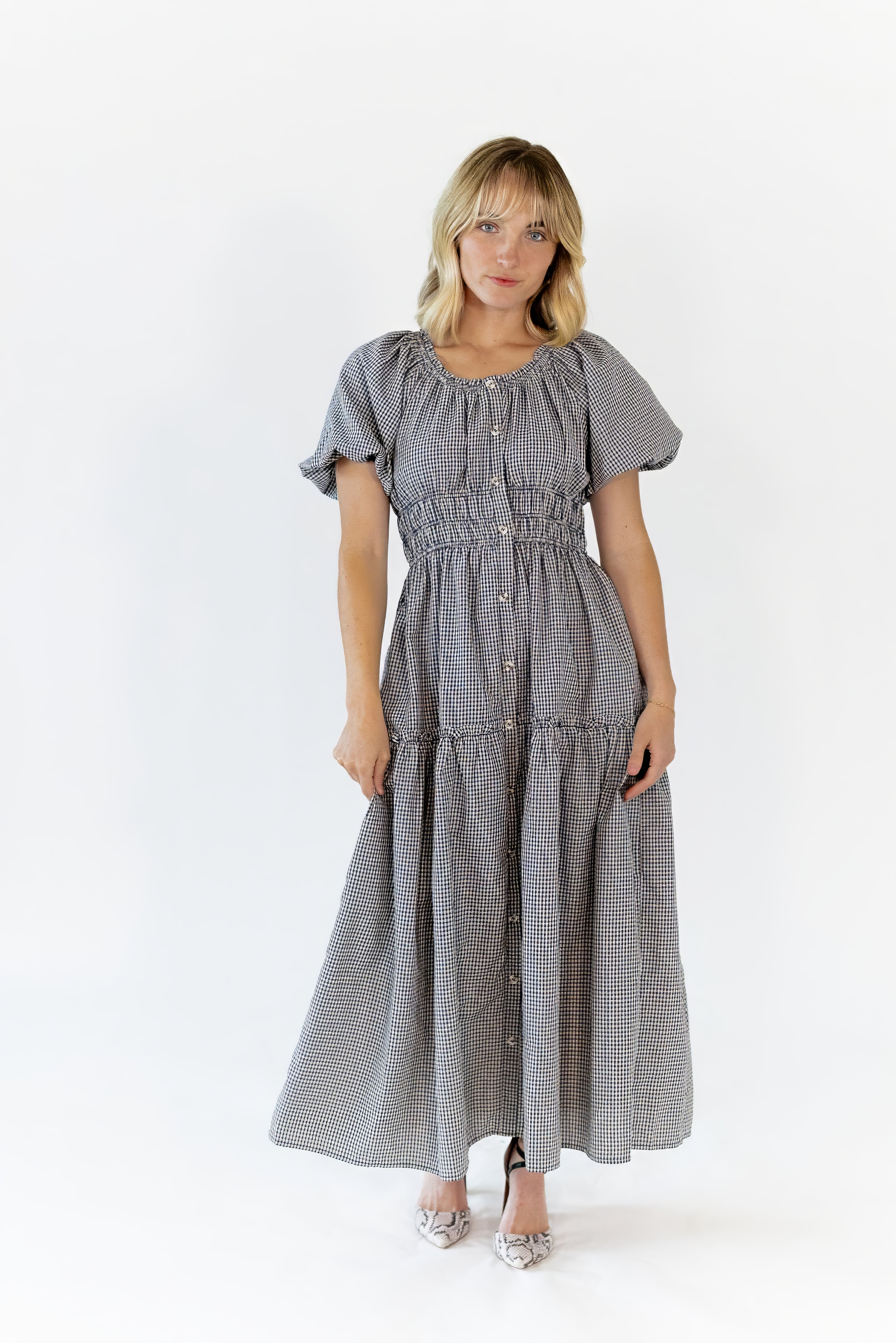 Marni Gingham Midi Dress · Navy