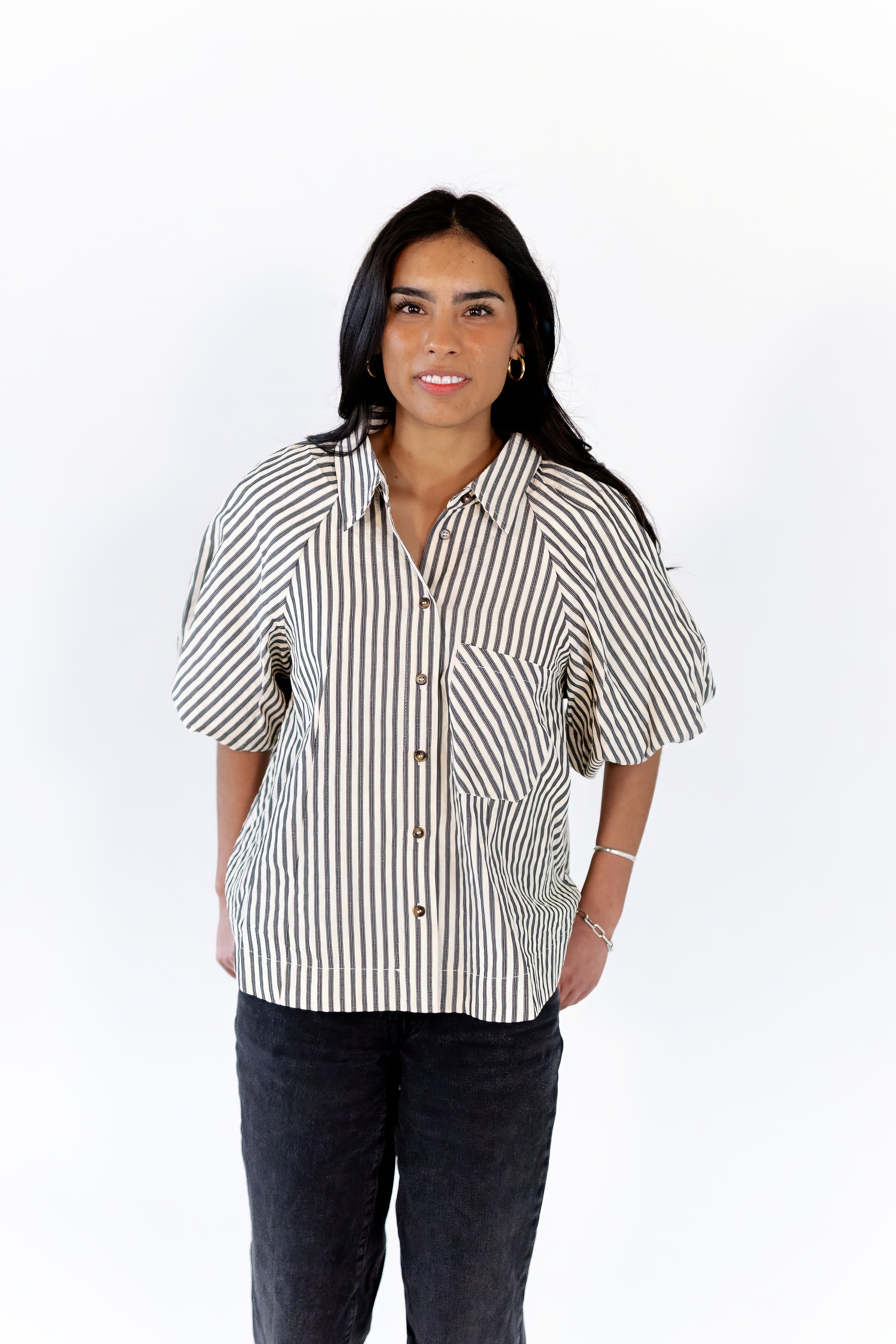 Allegra Striped Button Down
