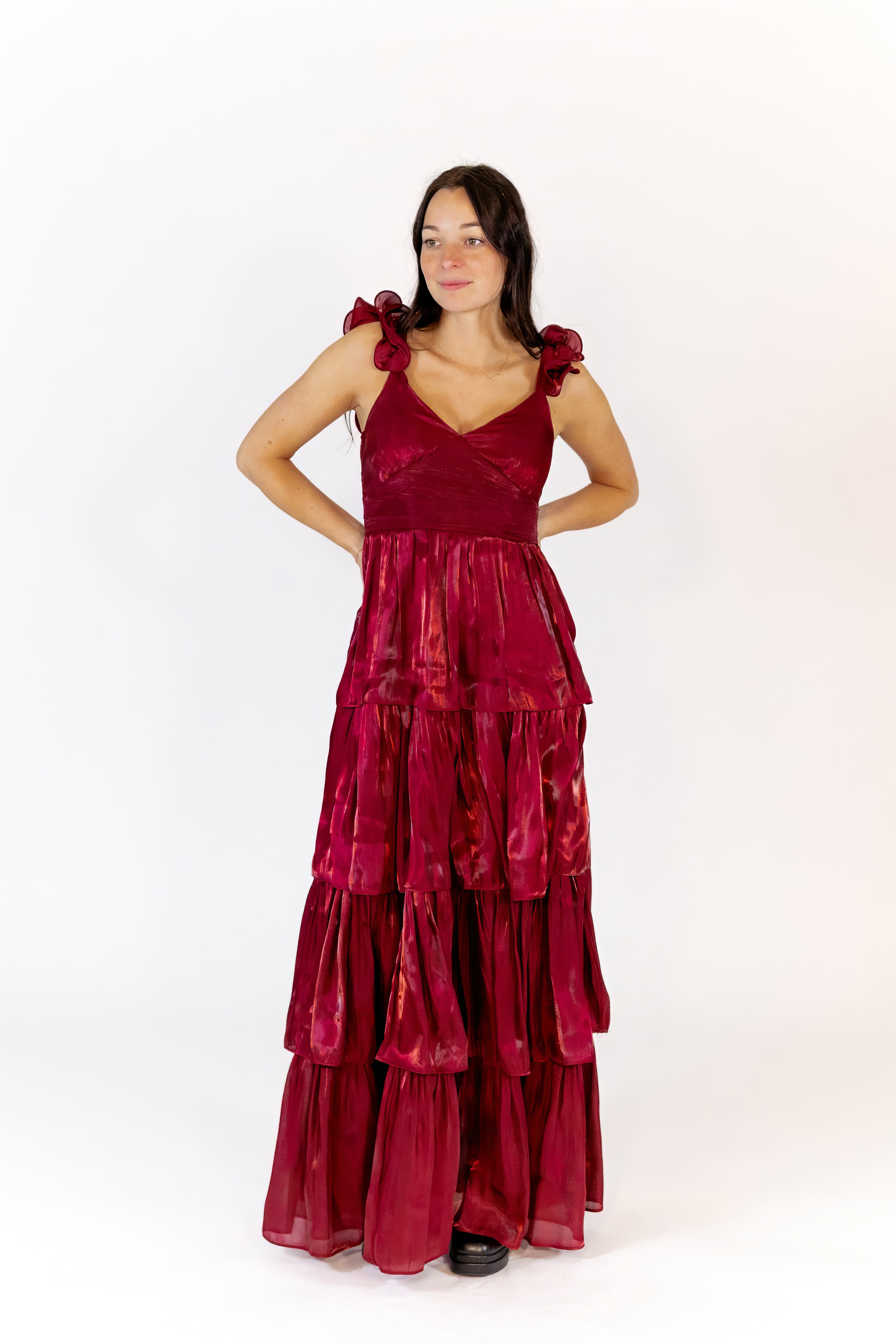 Collina Tiered Satin Maxi