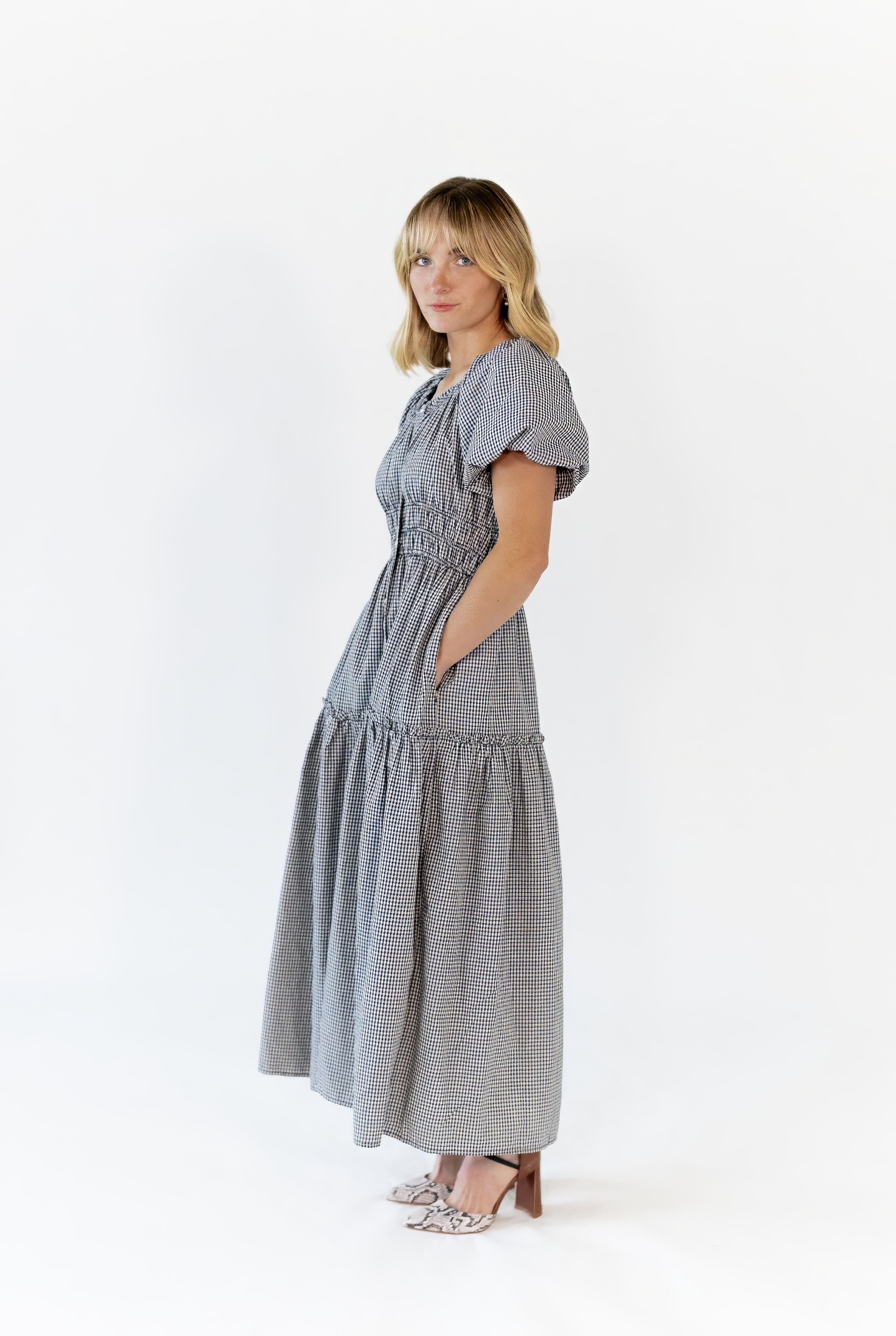 Marni Gingham Midi Dress · Navy