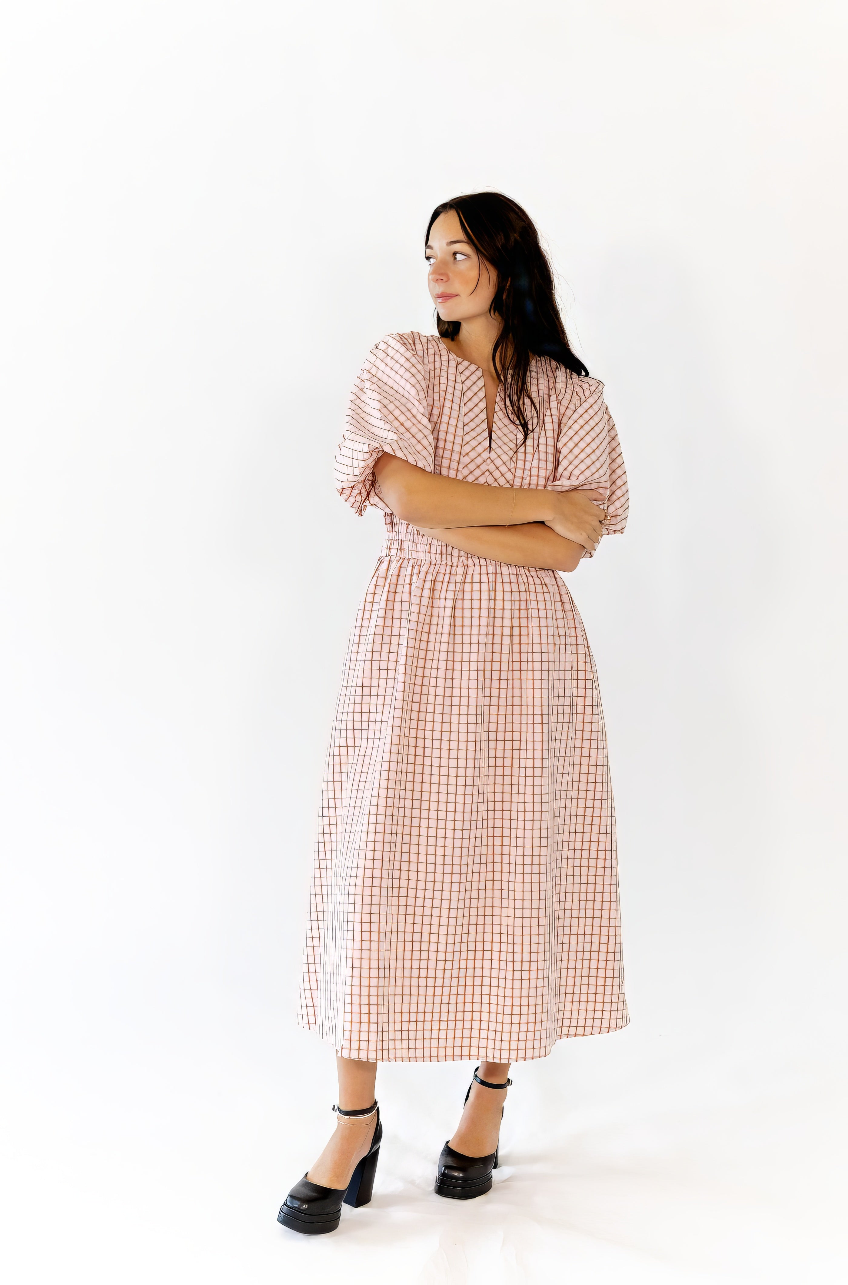Tilly Checkered Midi Dress