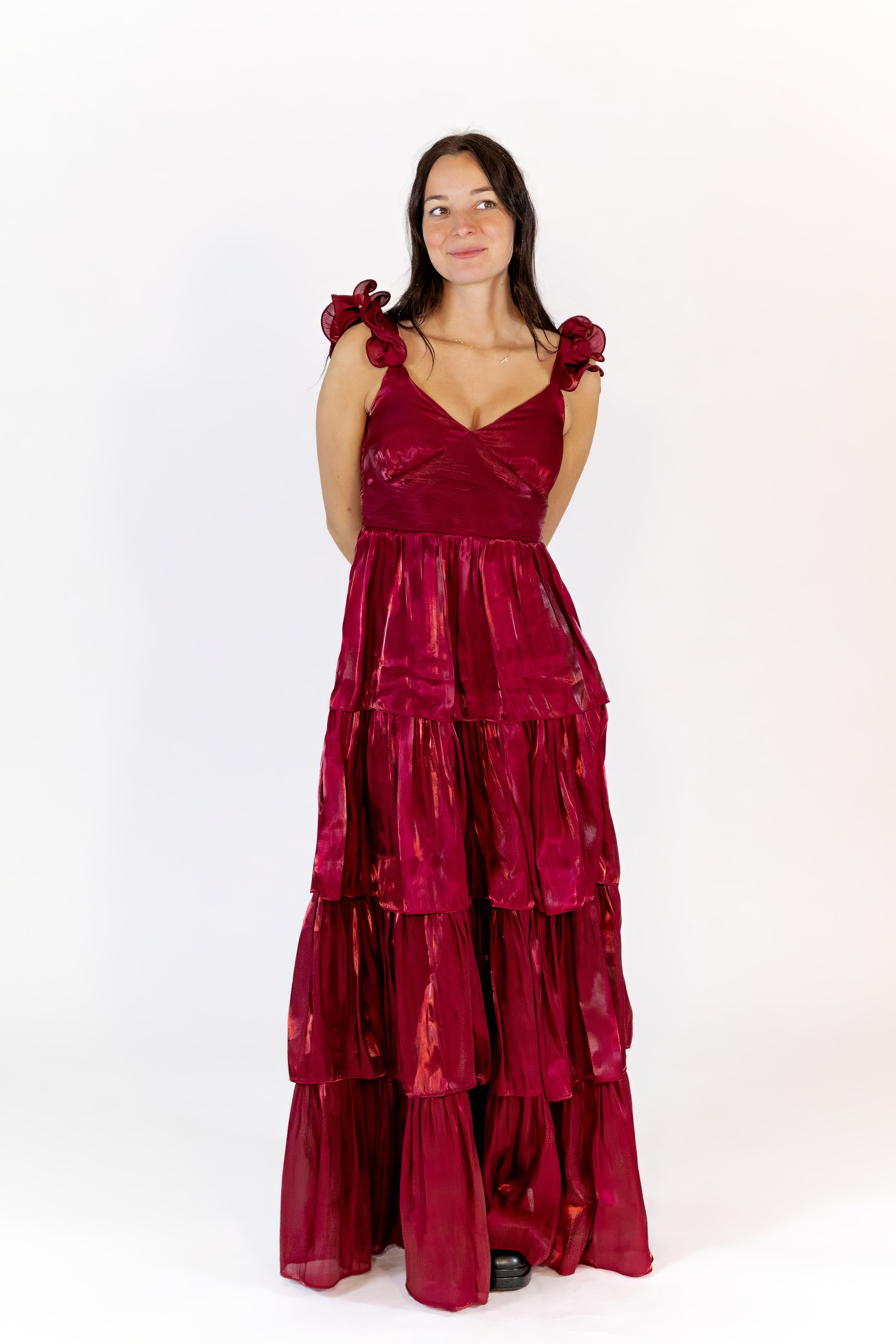 Collina Tiered Satin Maxi