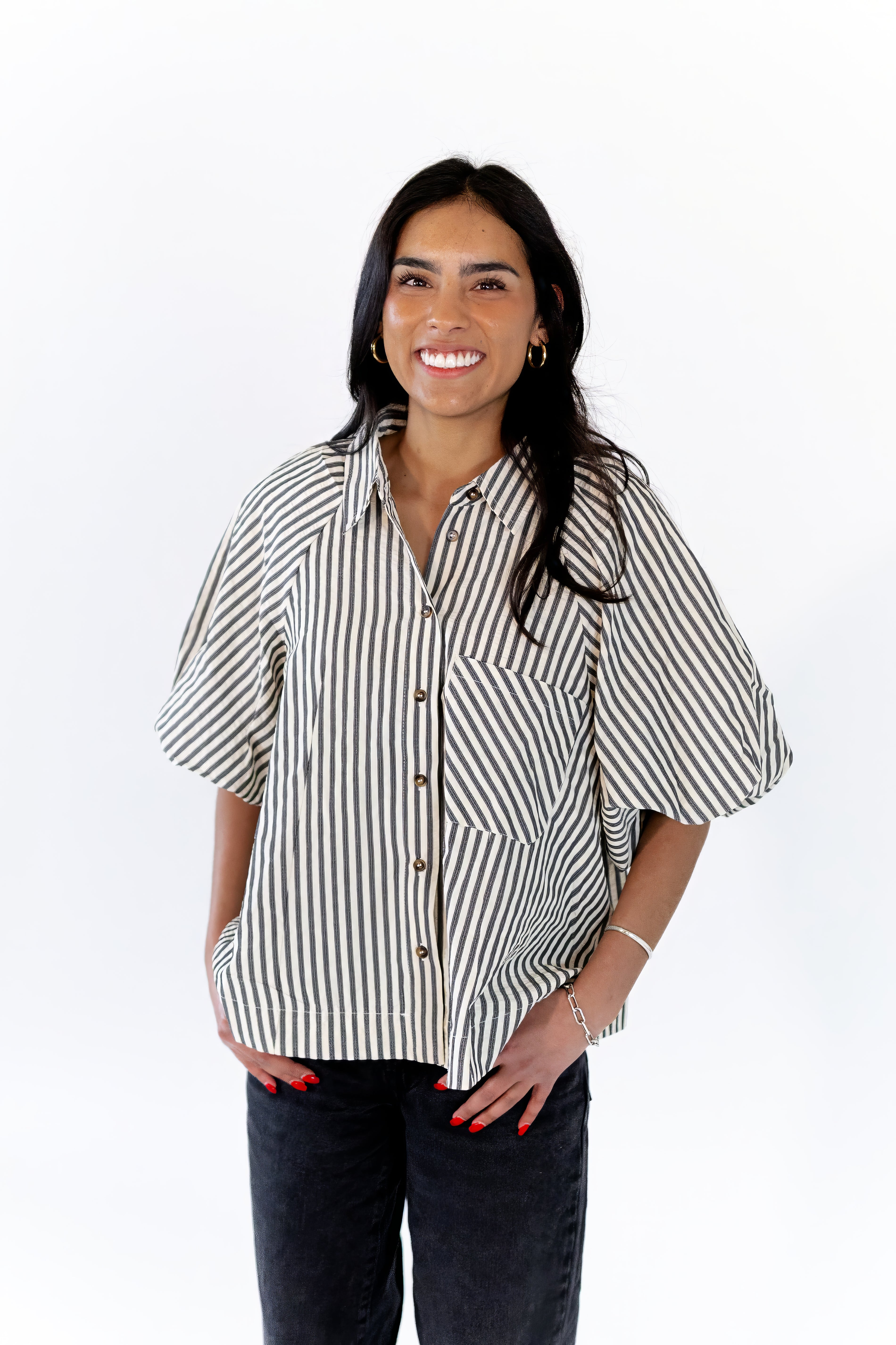 Allegra Striped Button Down