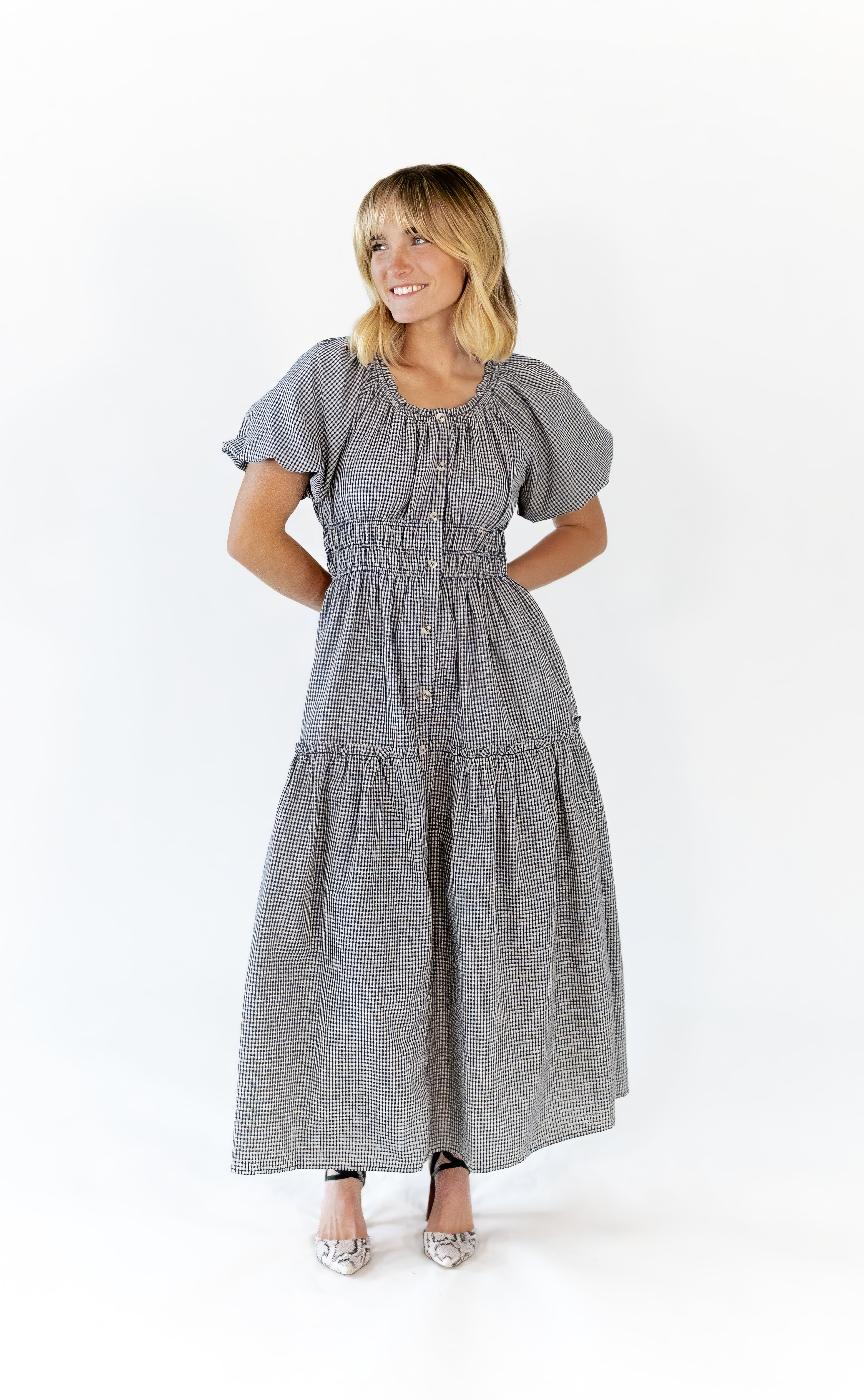 Marni Gingham Midi Dress · Navy