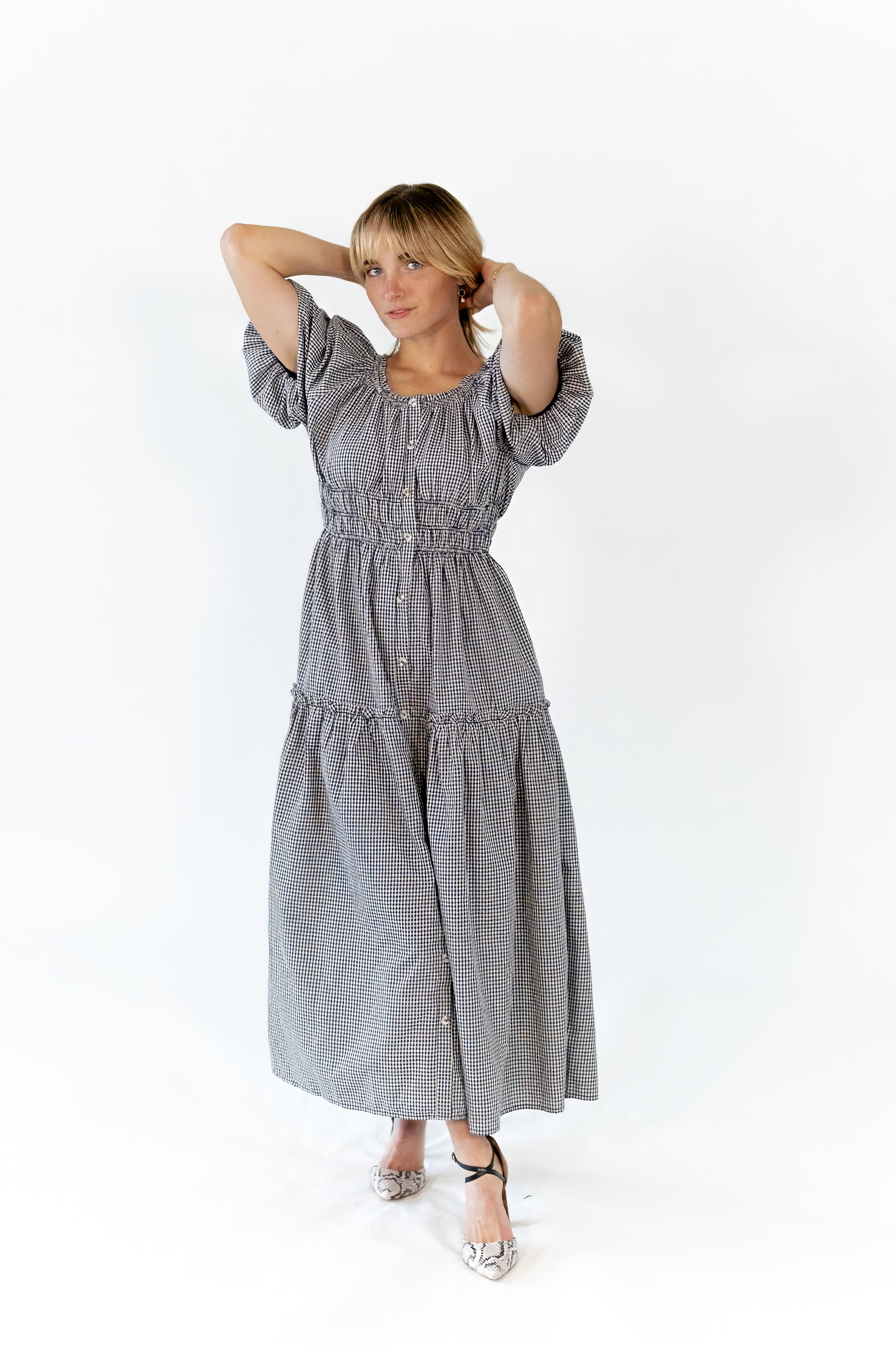 Marni Gingham Midi Dress · Navy