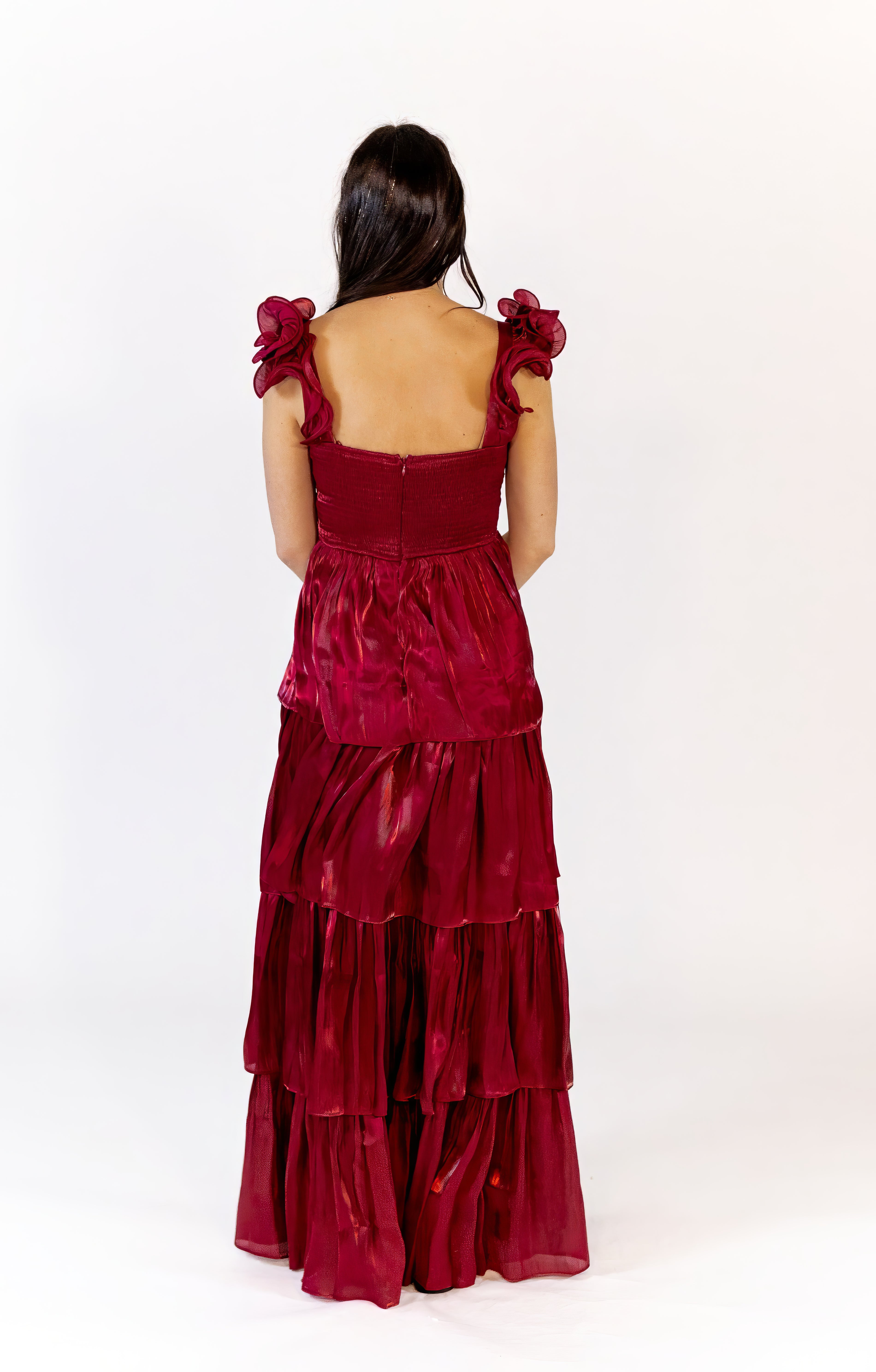 Collina Tiered Satin Maxi