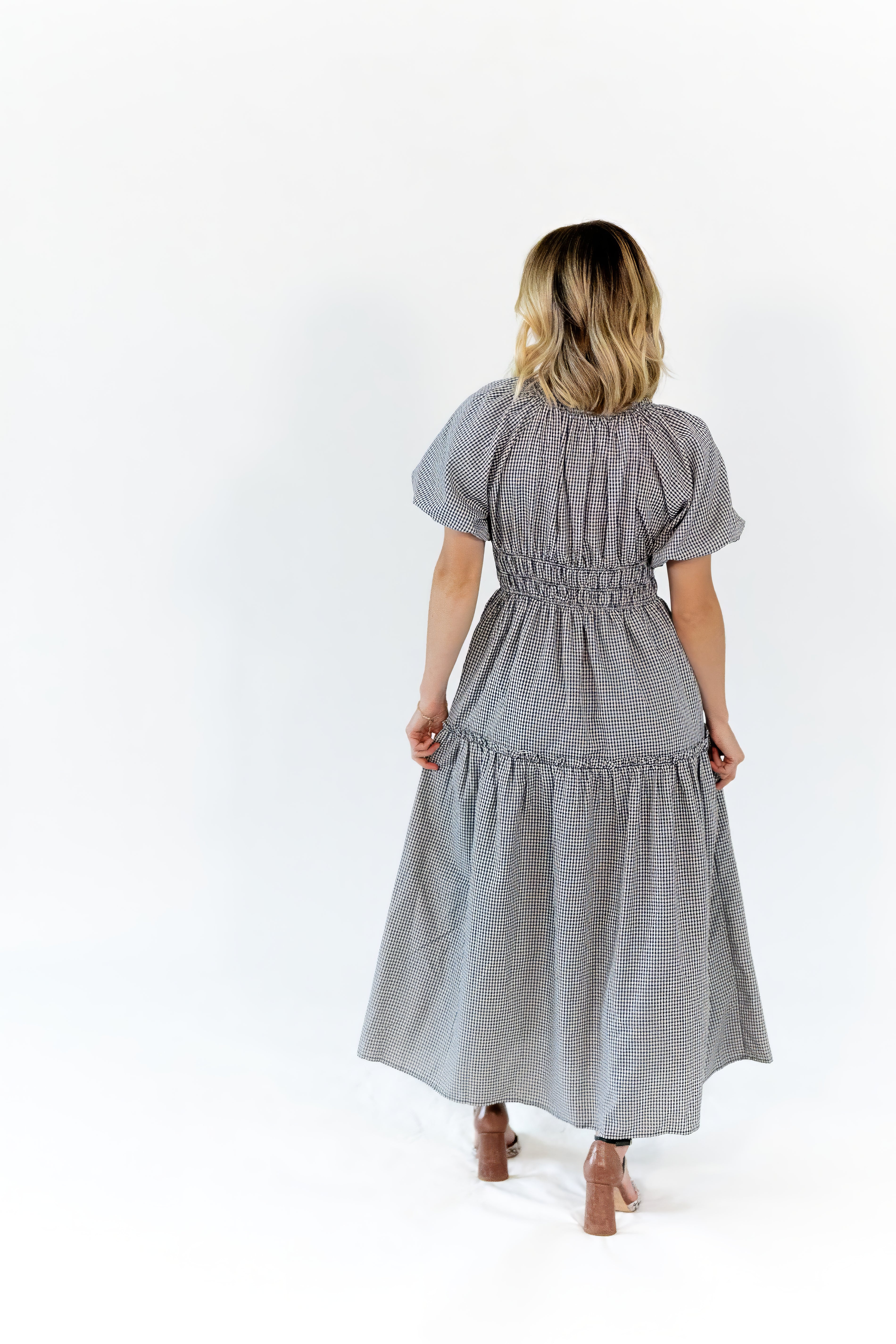 Marni Gingham Midi Dress · Navy