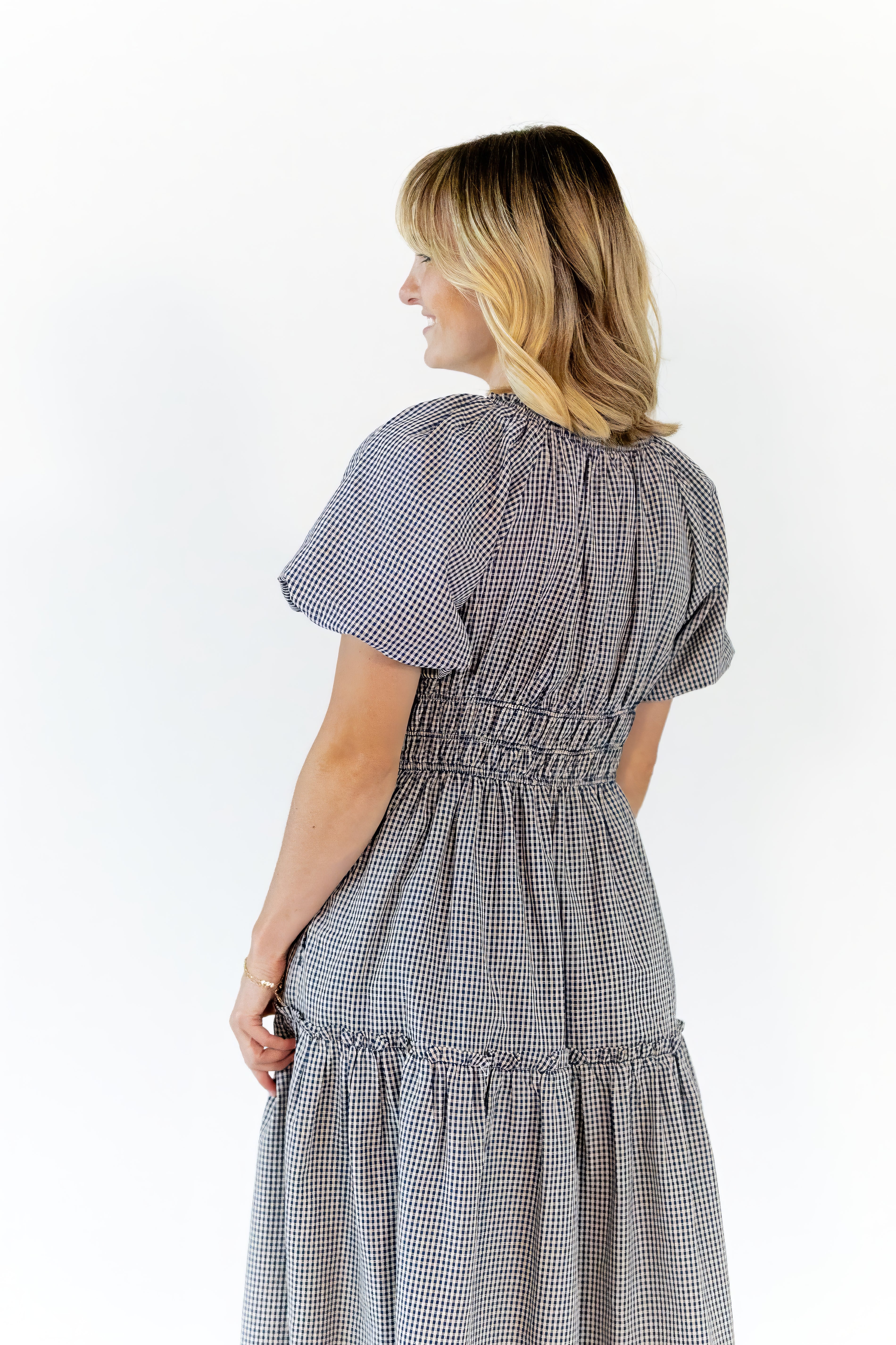 Marni Gingham Midi Dress · Navy
