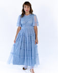 Georgina Mesh Dress · Dusty Blue