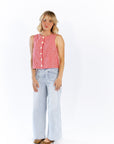 Cyra Plaid Button Down Tank