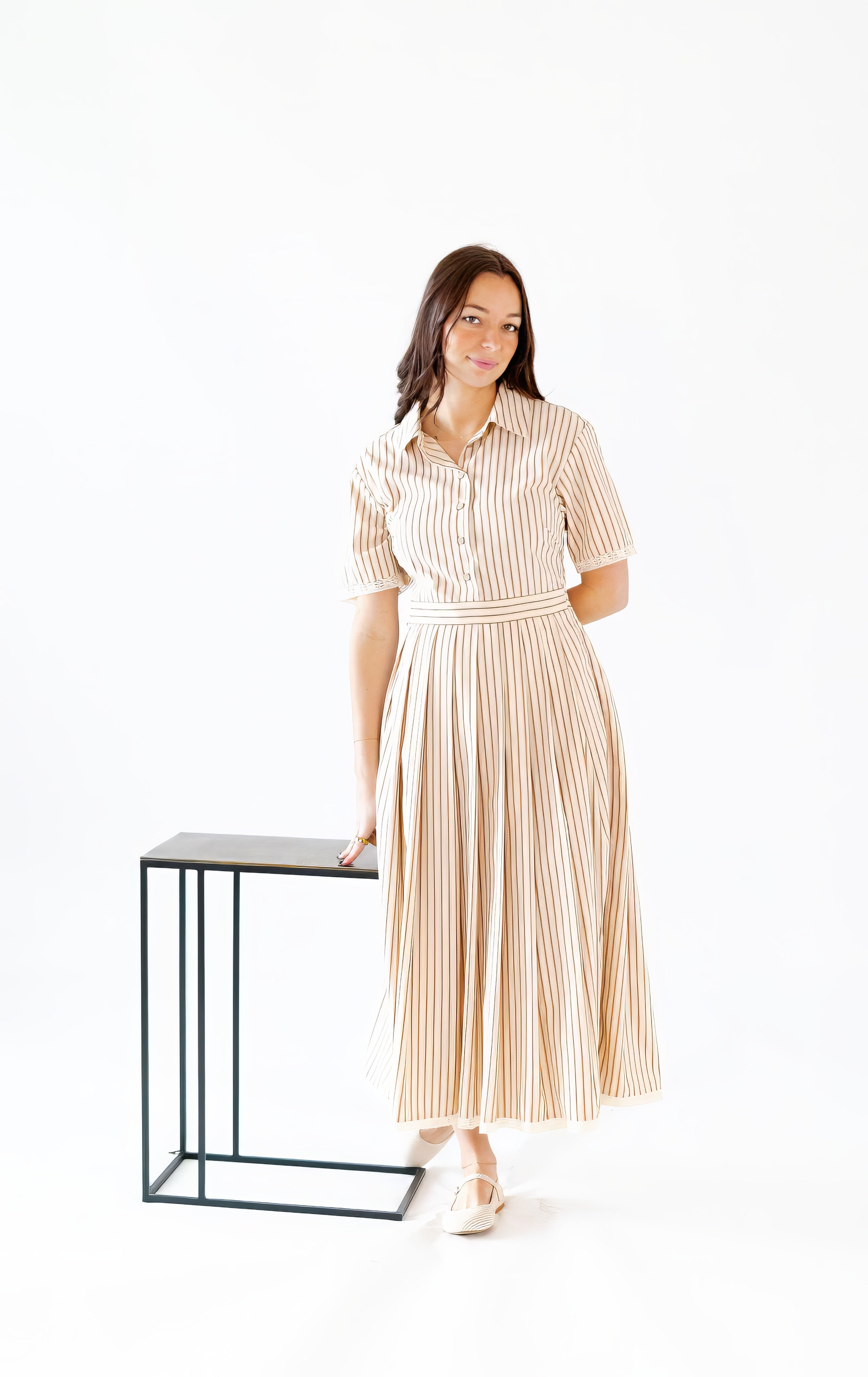 Odessa Pinstriped Shirt Dress