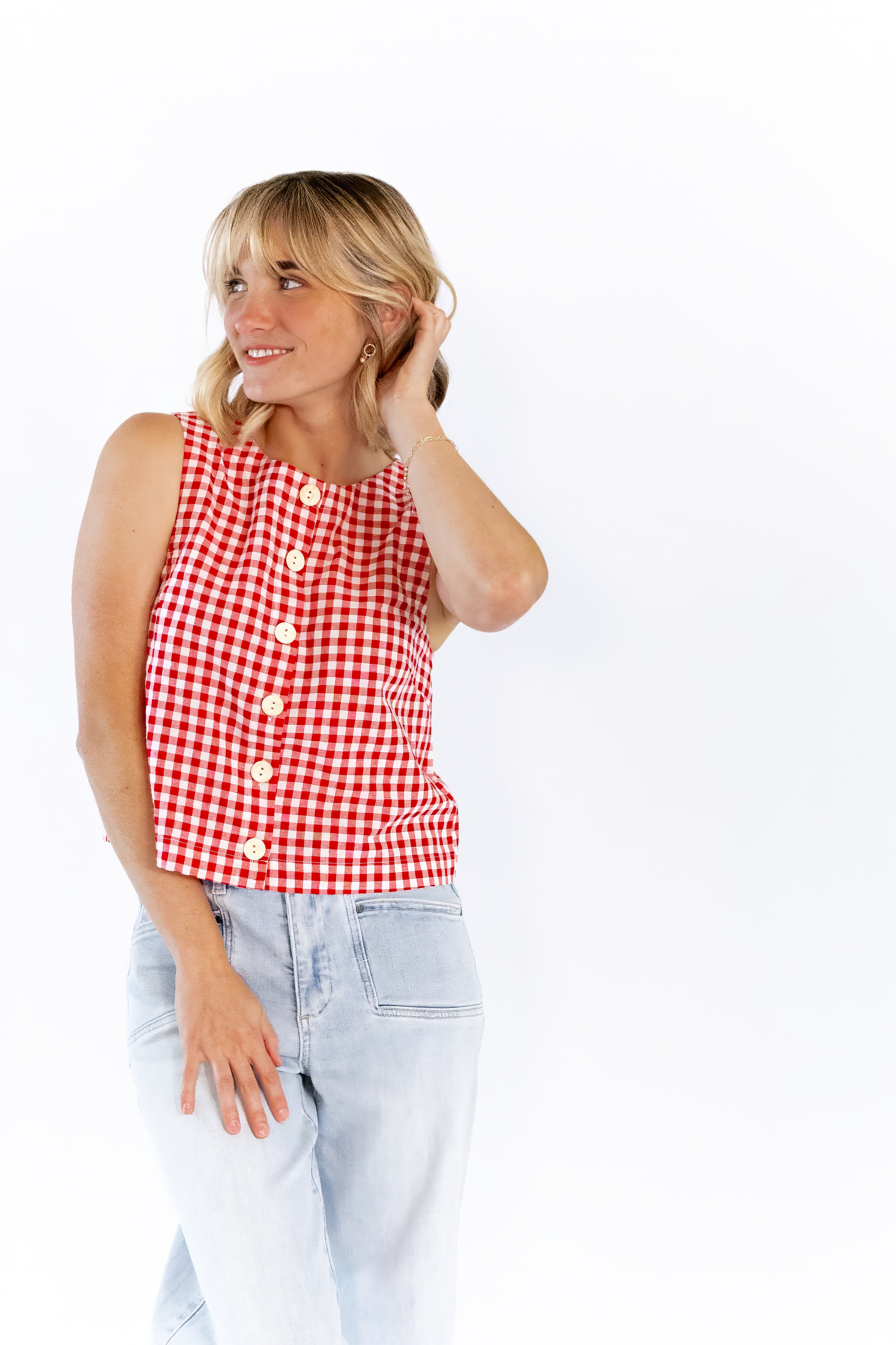 Cyra Plaid Button Down Tank