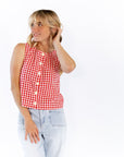 Cyra Plaid Button Down Tank