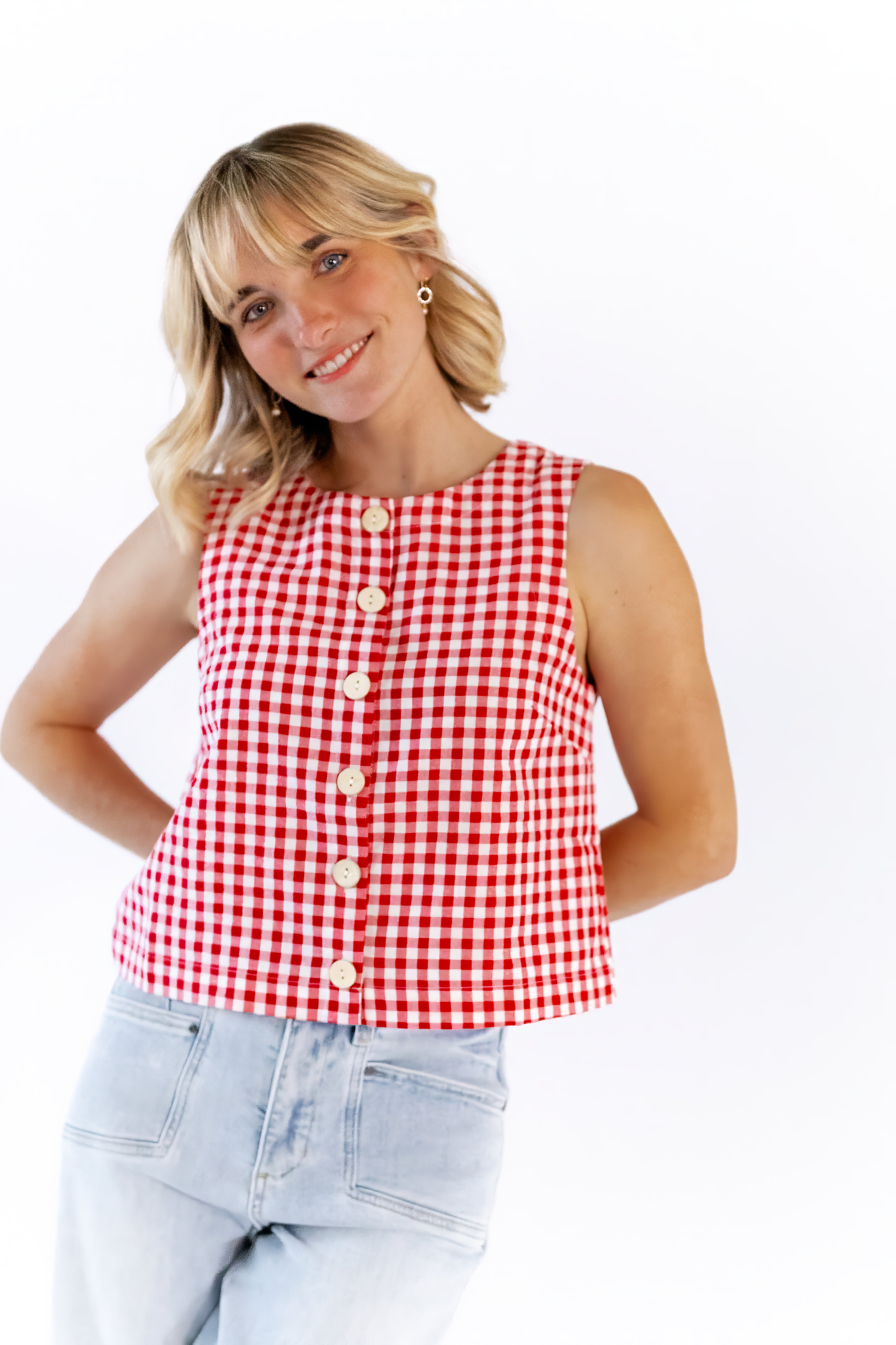 Cyra Plaid Button Down Tank