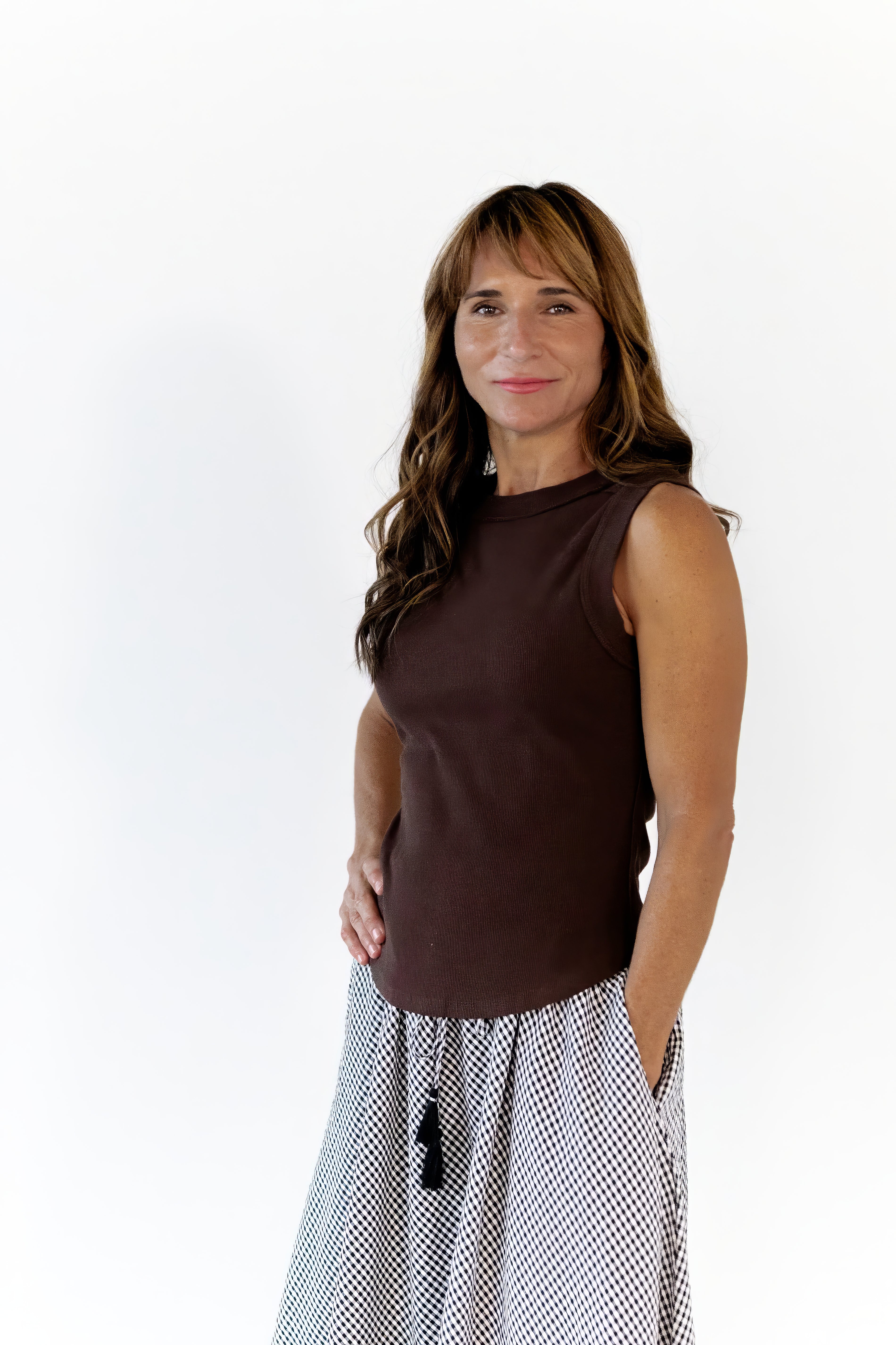 Rue Exposed Seam Tank · Chocolate