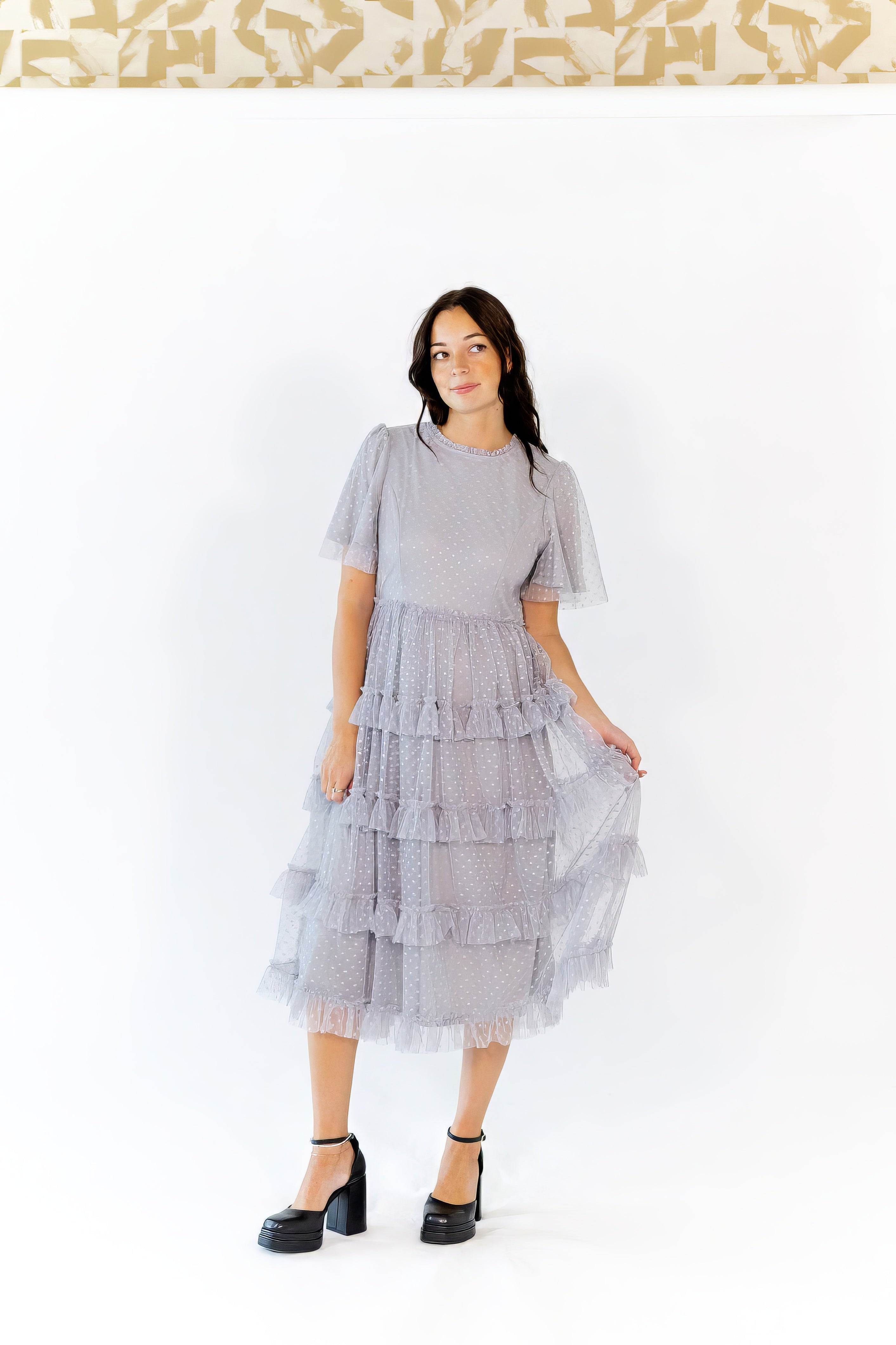 Shannon Tiered Ruffle Skirt Midi Dress