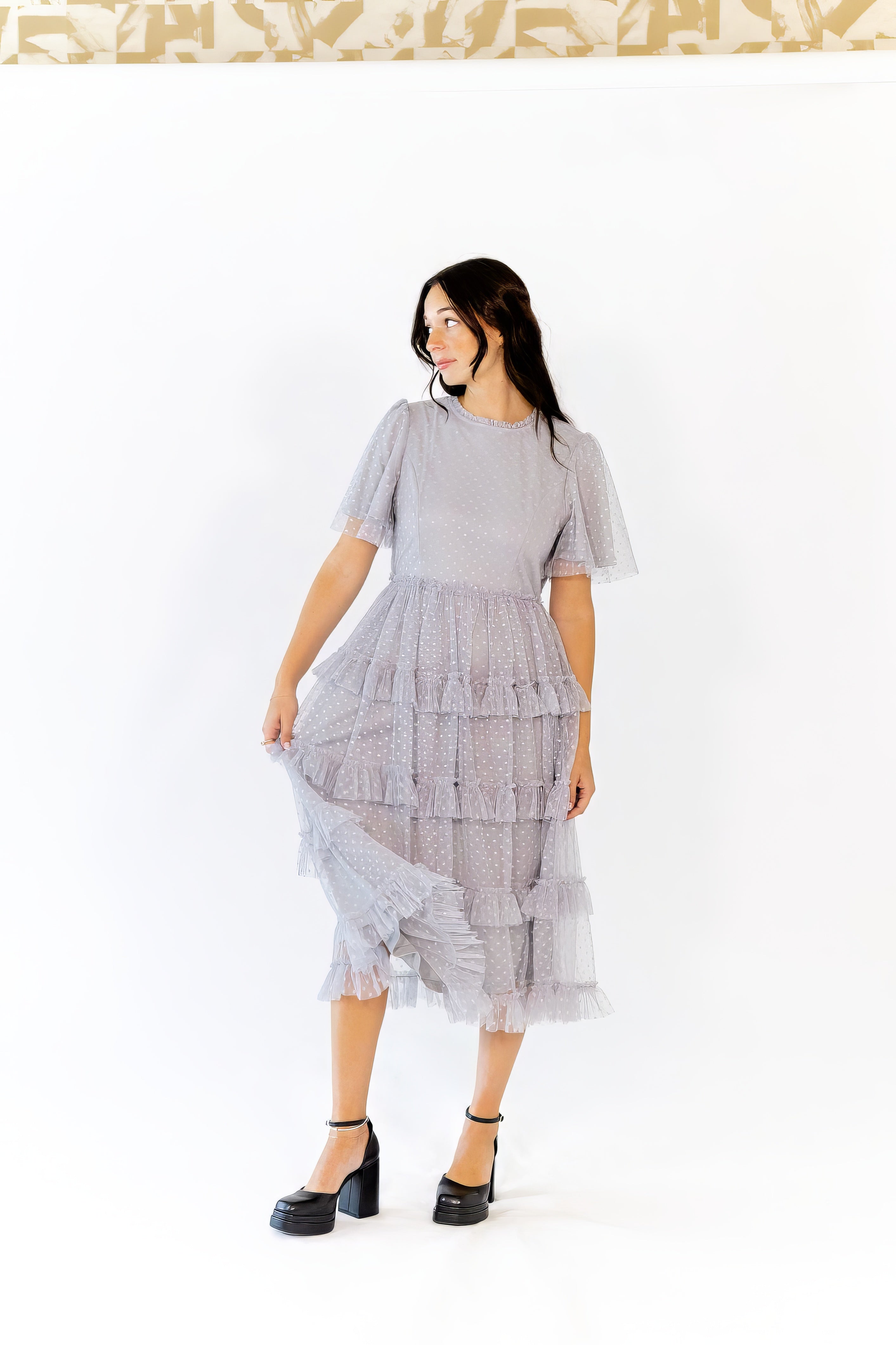Shannon Tiered Ruffle Skirt Midi Dress
