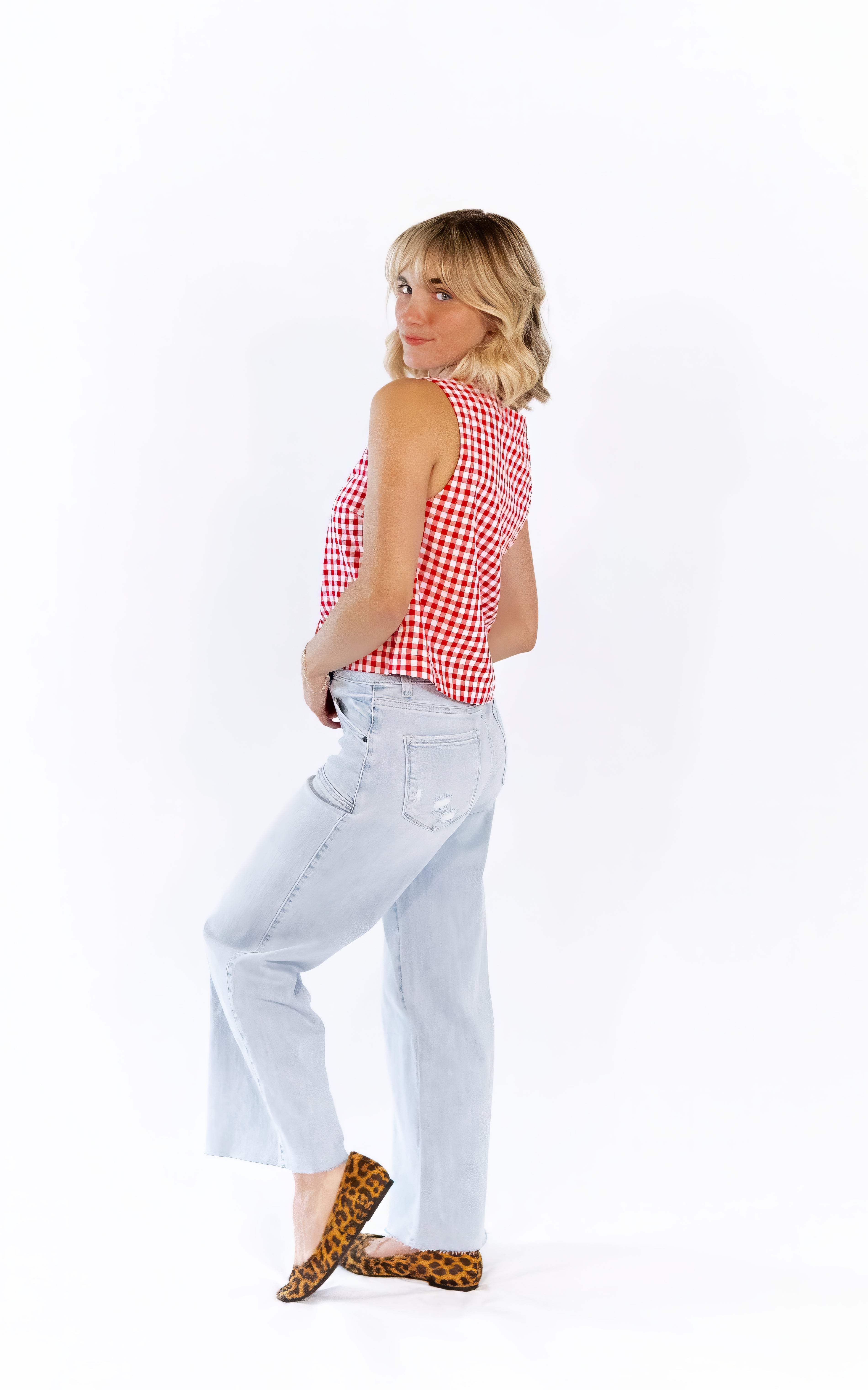 Cyra Plaid Button Down Tank