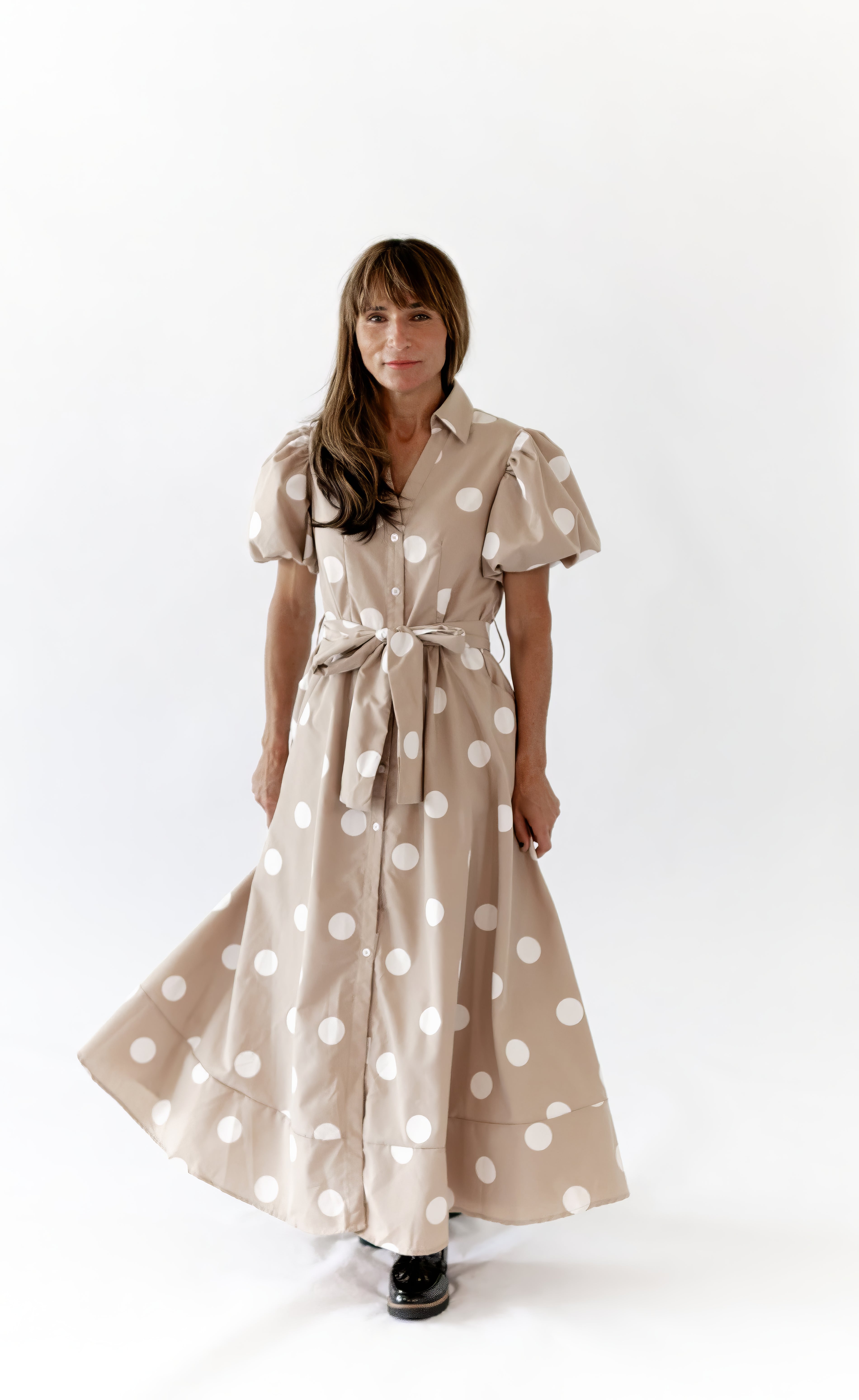 Bayside Polka Dot Dress · Taupe