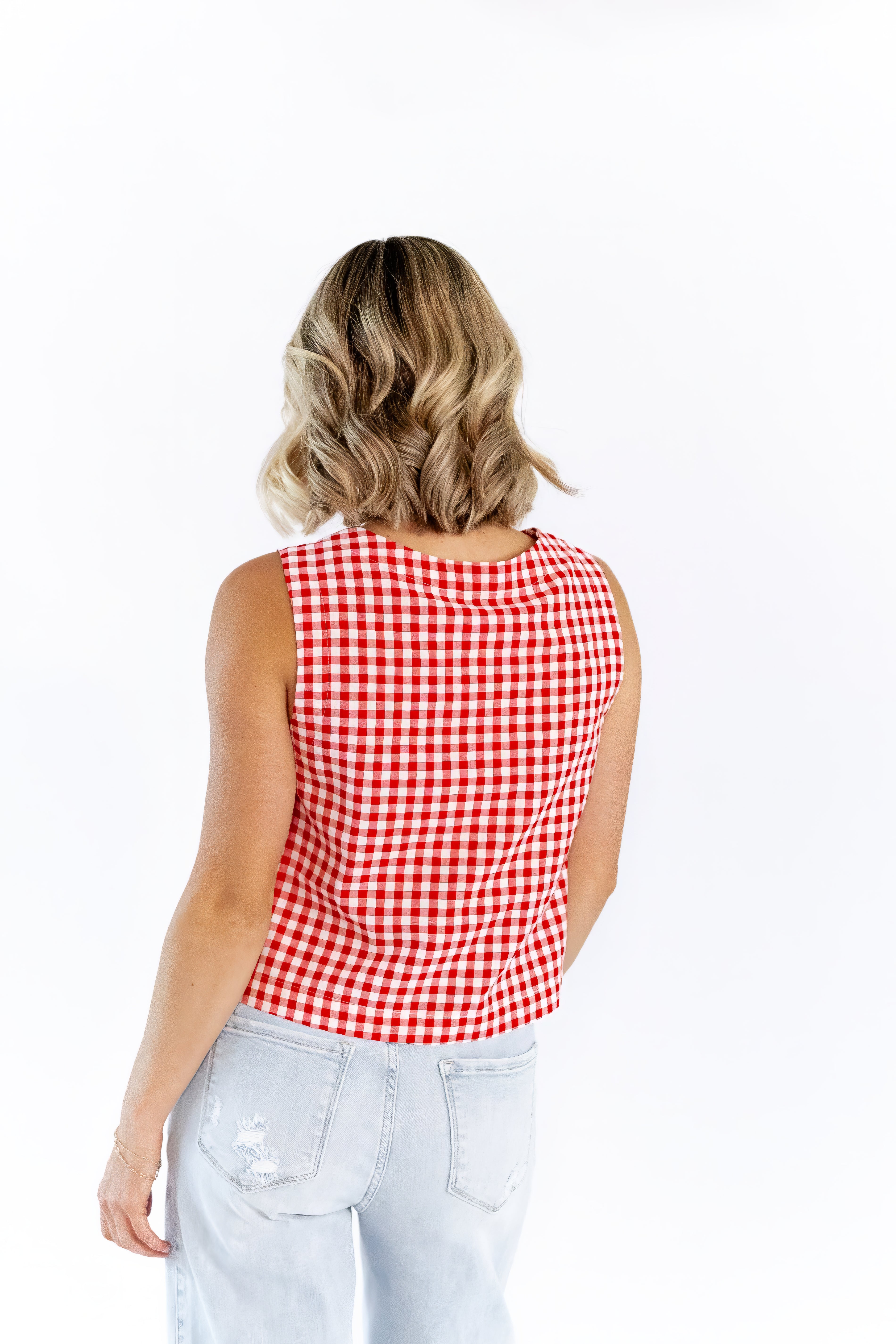 Cyra Plaid Button Down Tank