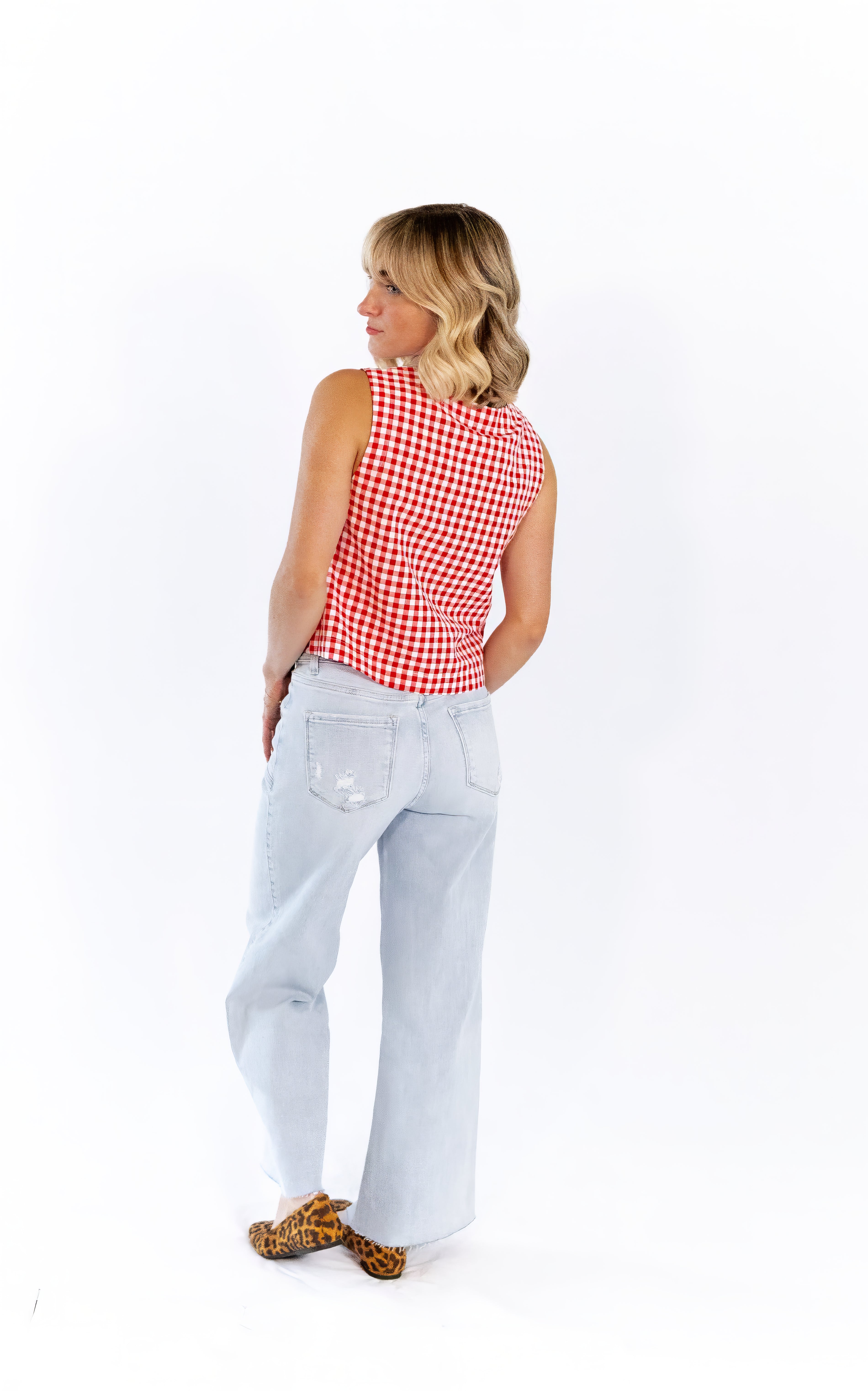 Cyra Plaid Button Down Tank