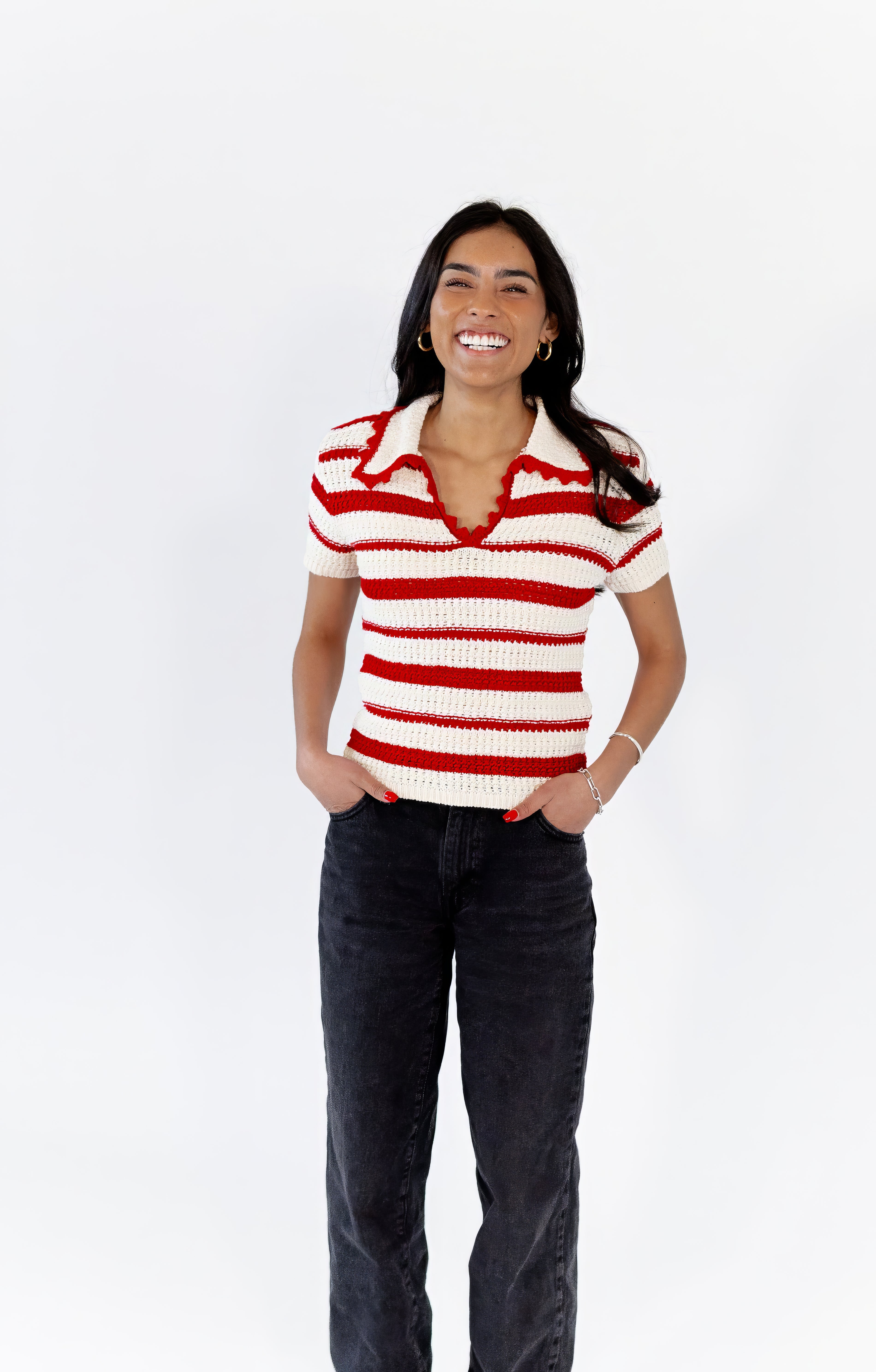 Cassie Scalloped Striped Top