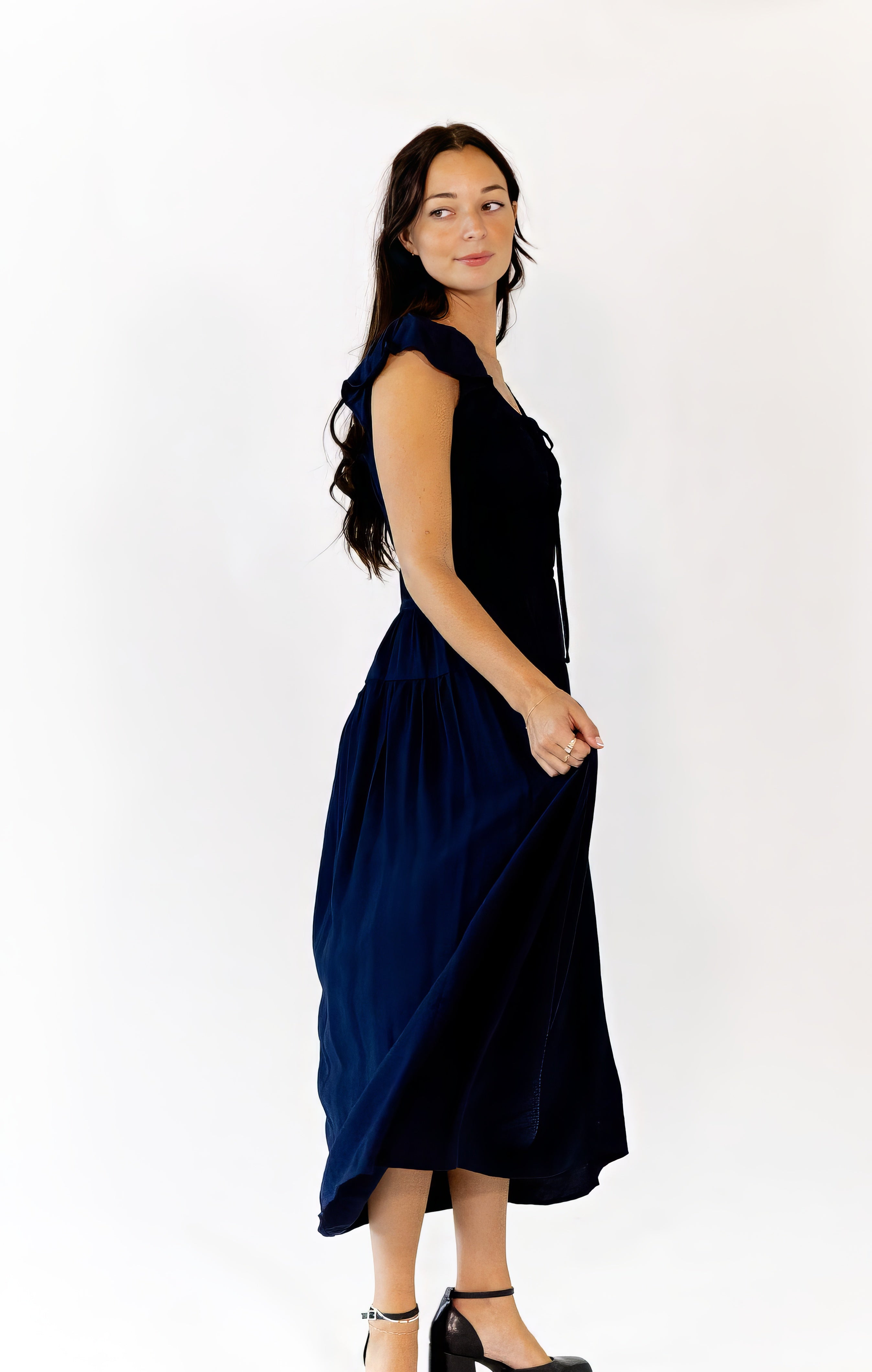 Corinne Ruffle Sleeve Midi Dress
