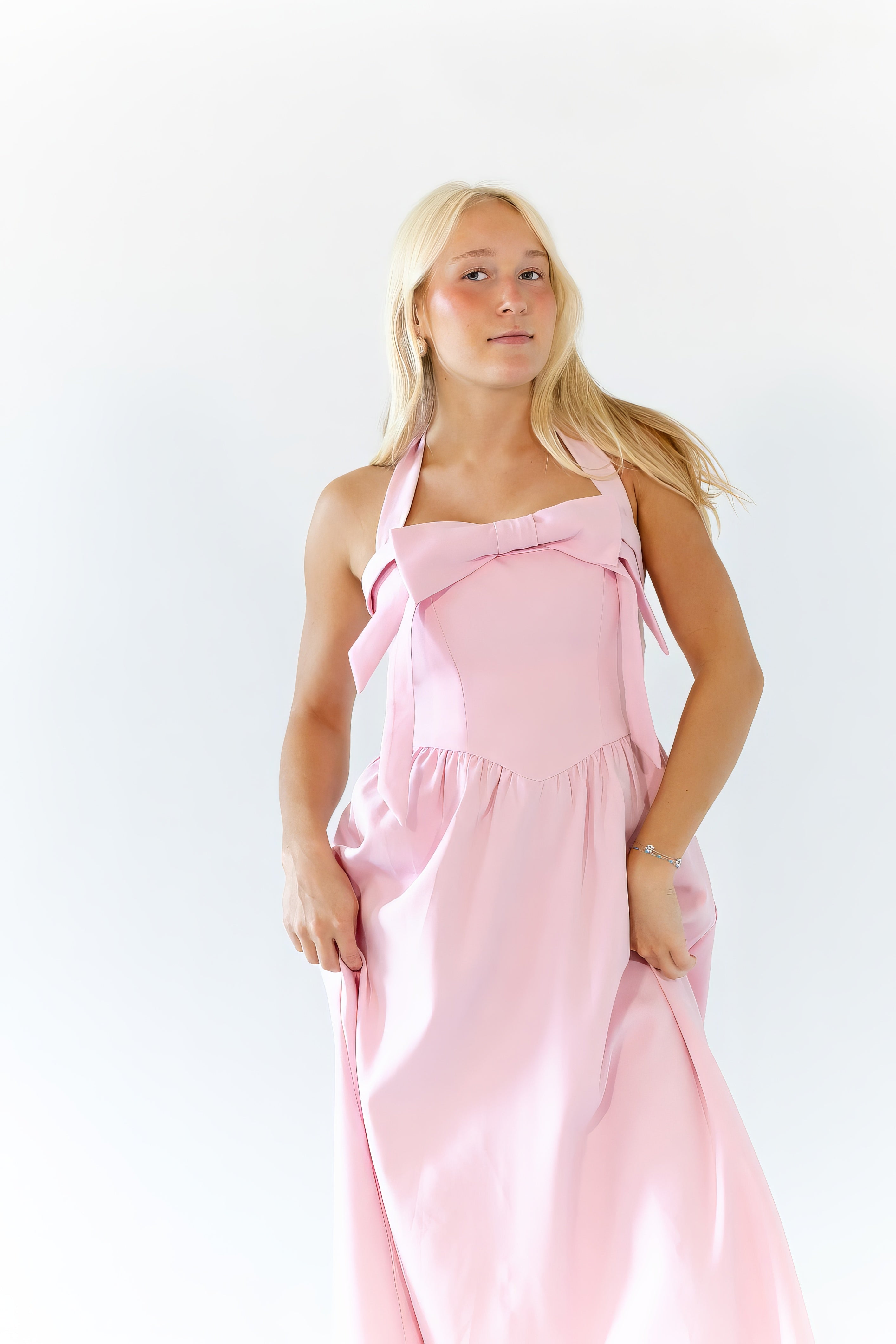 Deyna Bow Accent Halter Dress