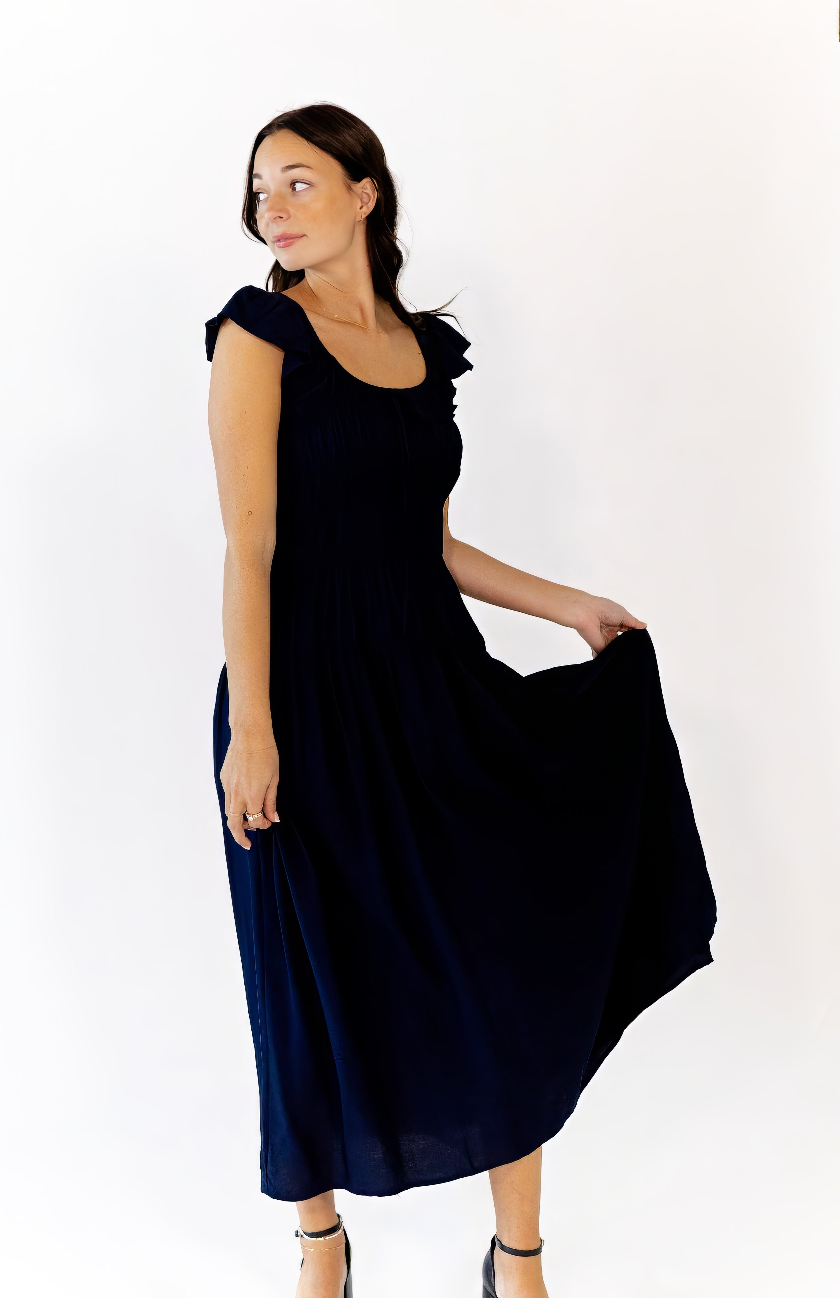 Corinne Ruffle Sleeve Midi Dress