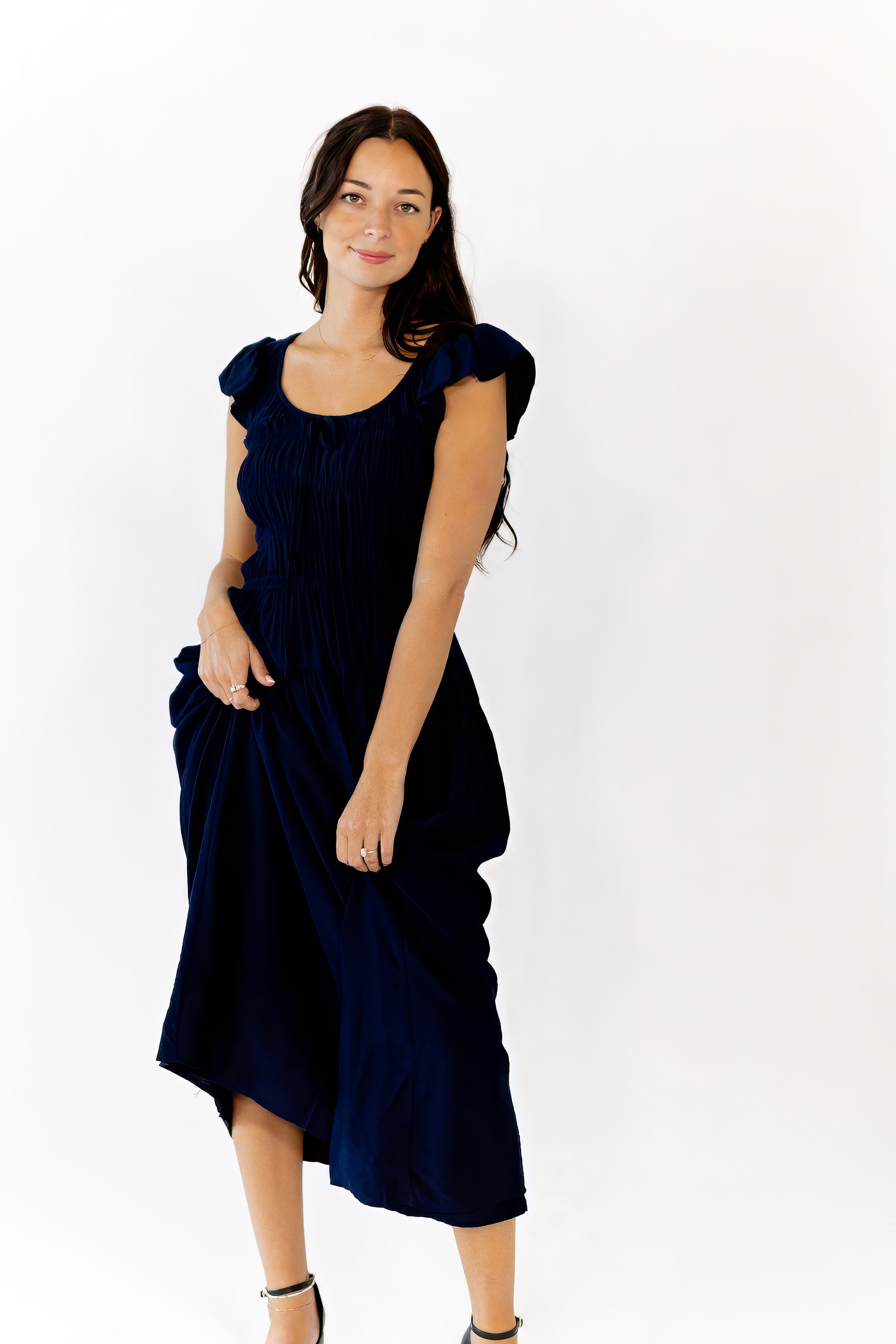 Corinne Ruffle Sleeve Midi Dress