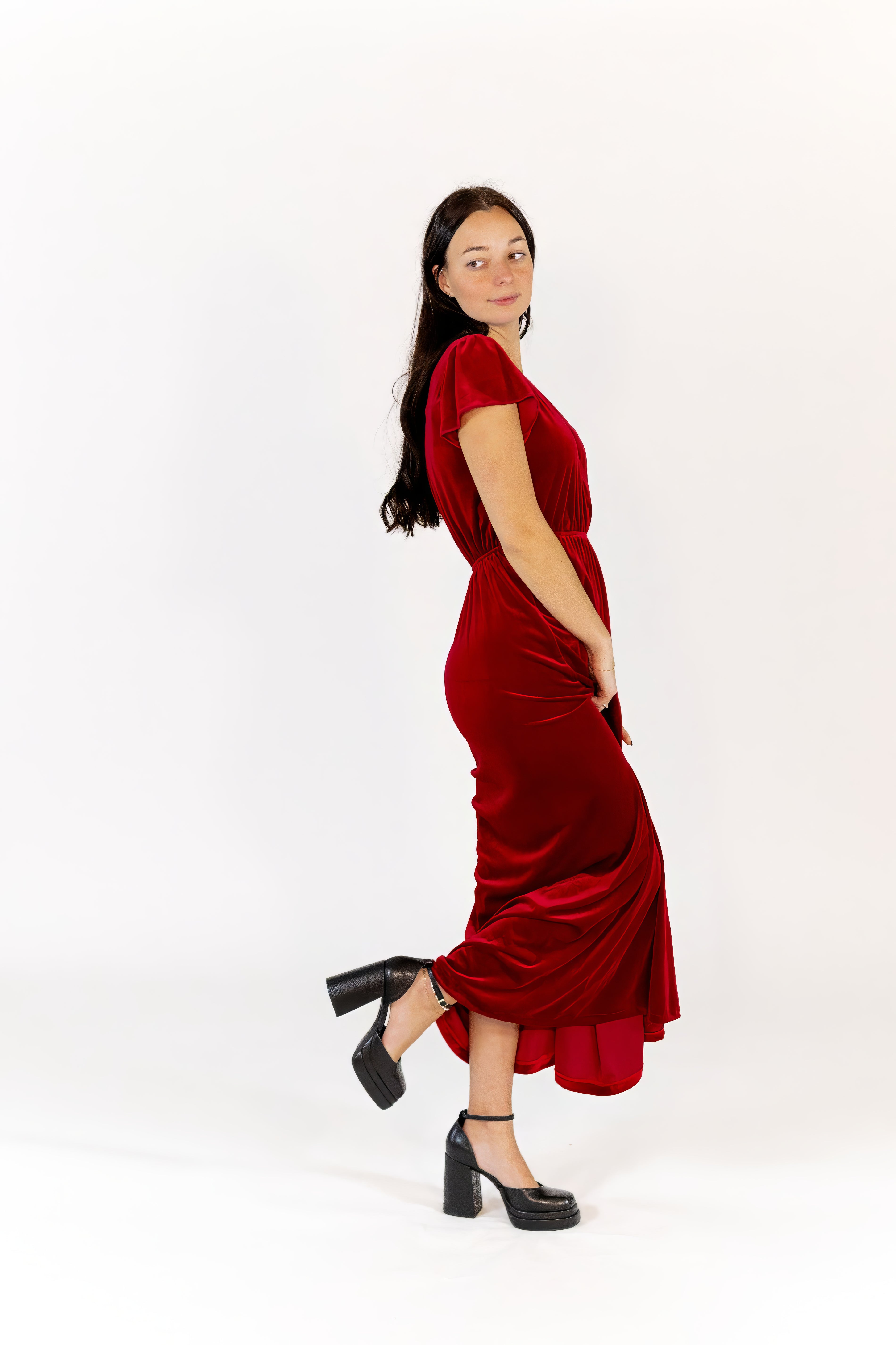 Alexandra Velvet  Maxi Dress · Wine