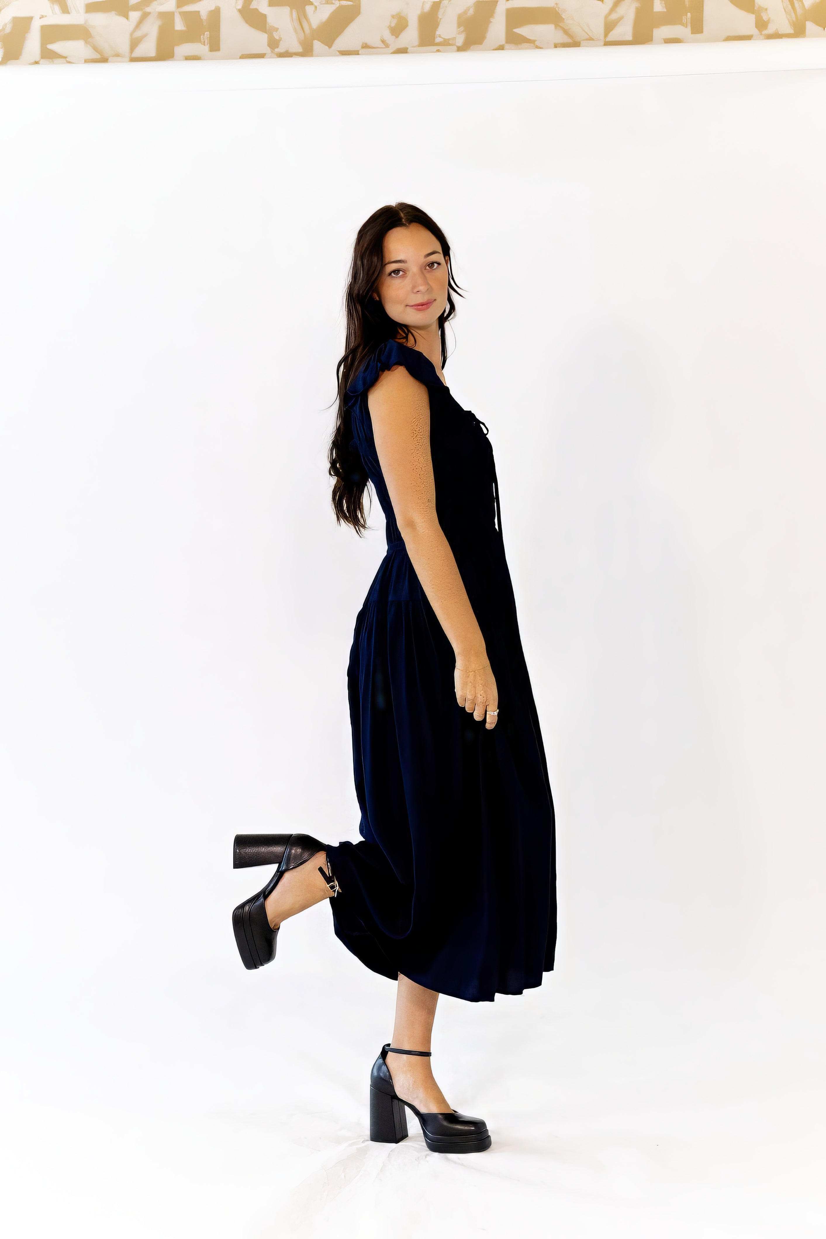 Corinne Ruffle Sleeve Midi Dress